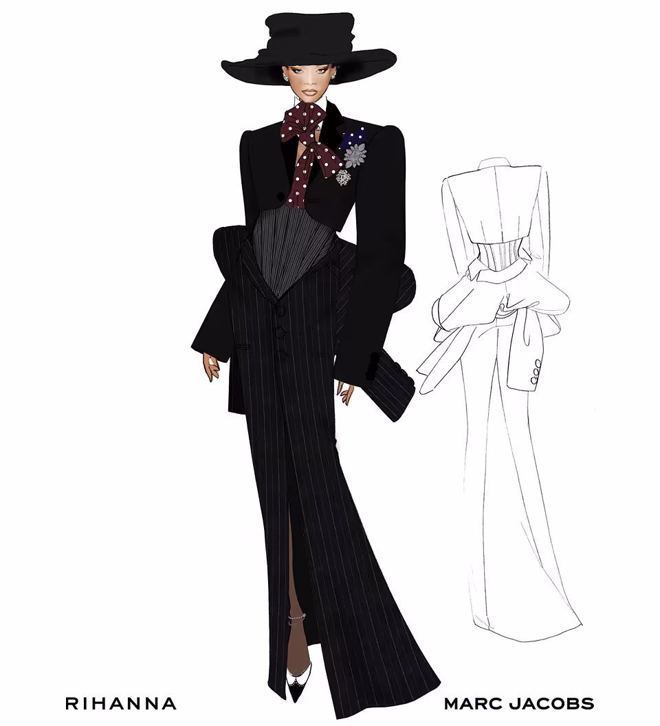 Rihanna's outfit sketch
