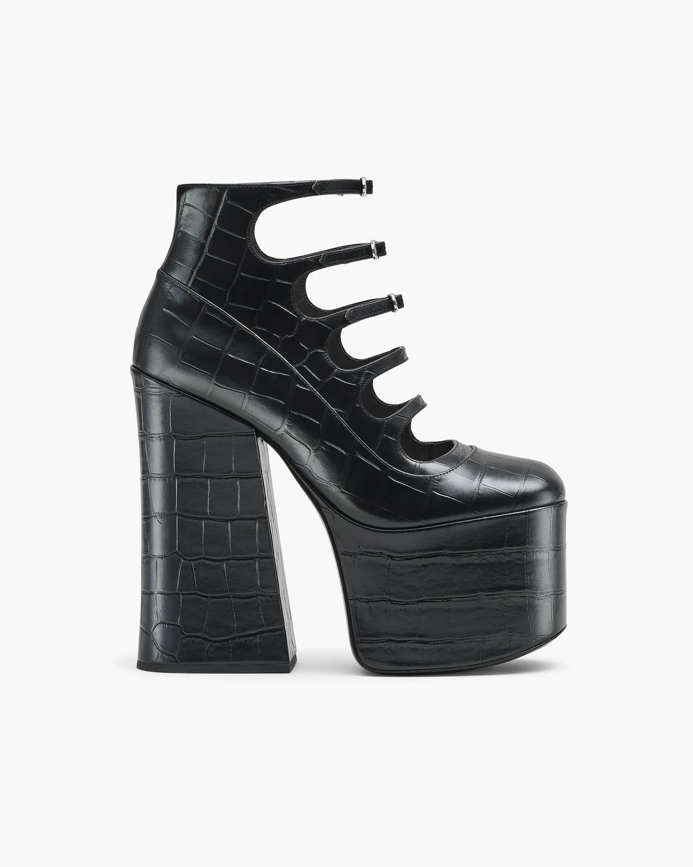 MARC JACOBS Marc Jacobs The Croc Embossed Kiki Ankle Boots in Black