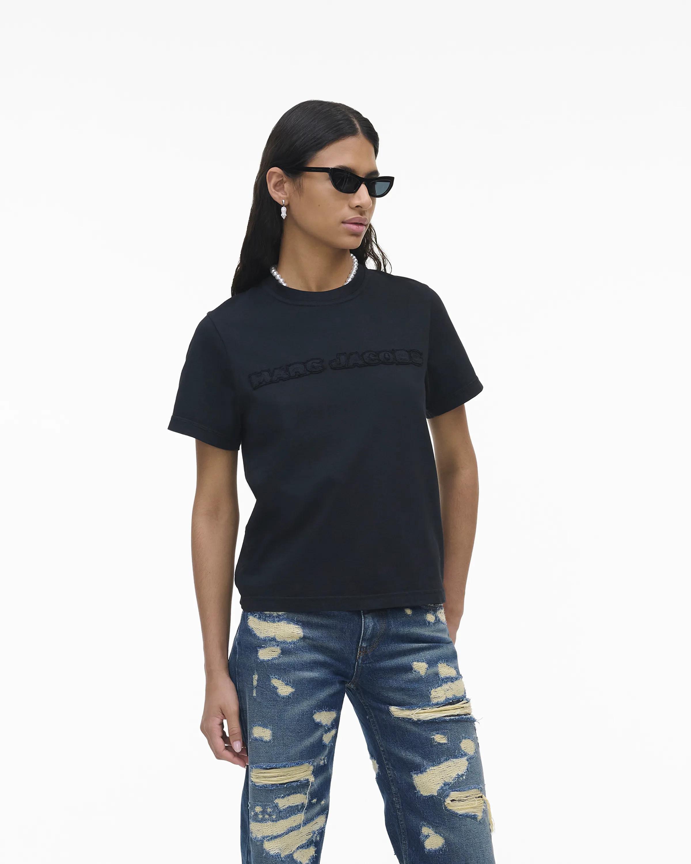 MARC JACOBS Marc Jacobs The Logo Baby Tee in Black, Size Medium　MARC JACOBS マーク ジェイコブス ザ ロゴ ベビー Tシャツ ブラック、サイズ M MARC