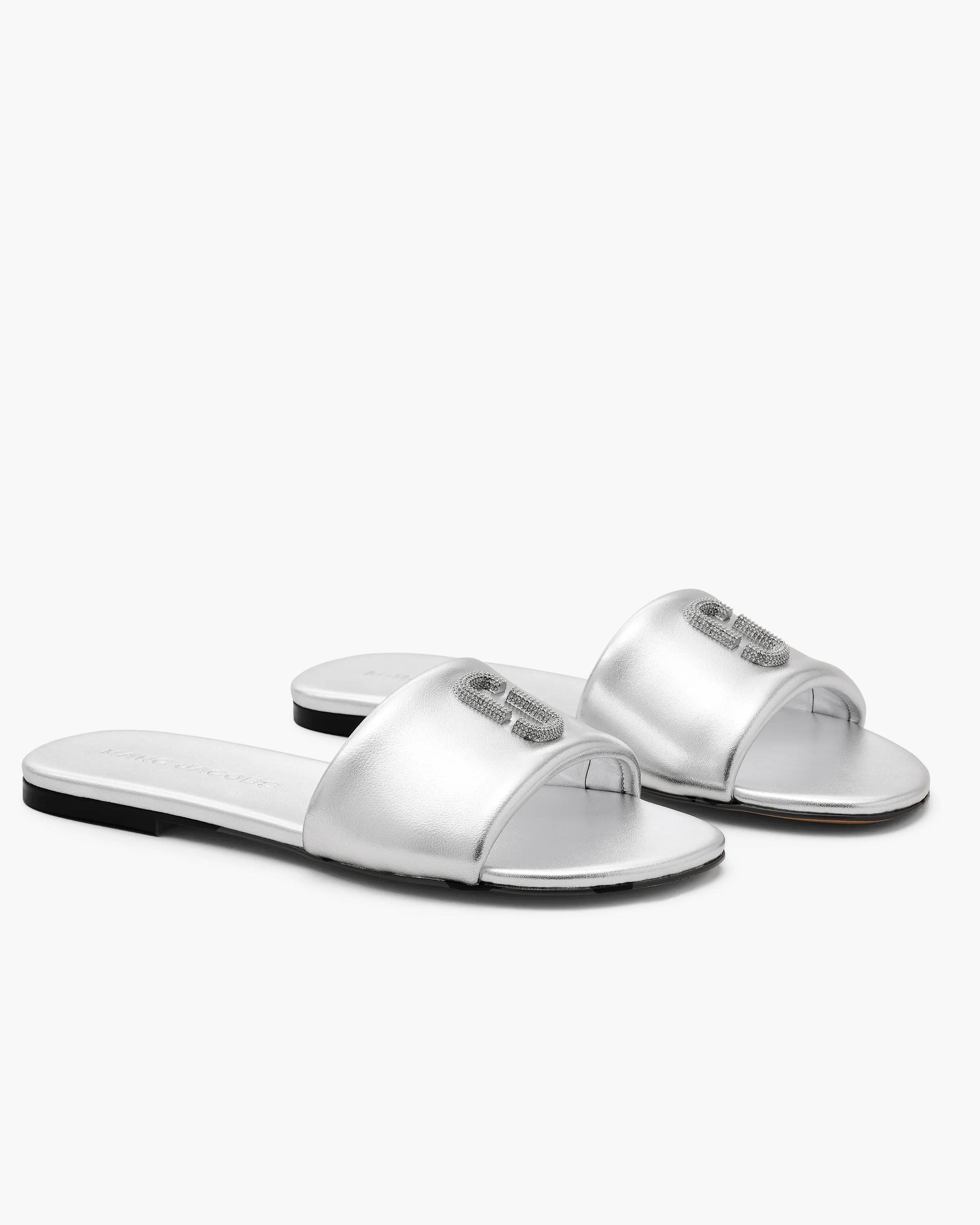 MARC JACOBS Marc Jacobs The Pave Snapshot Slide in Silver, Size 36　MARC JACOBS マーク ジェイコブス ザ パヴェ スナップショット スライド シルバー、サイズ 36 MARC