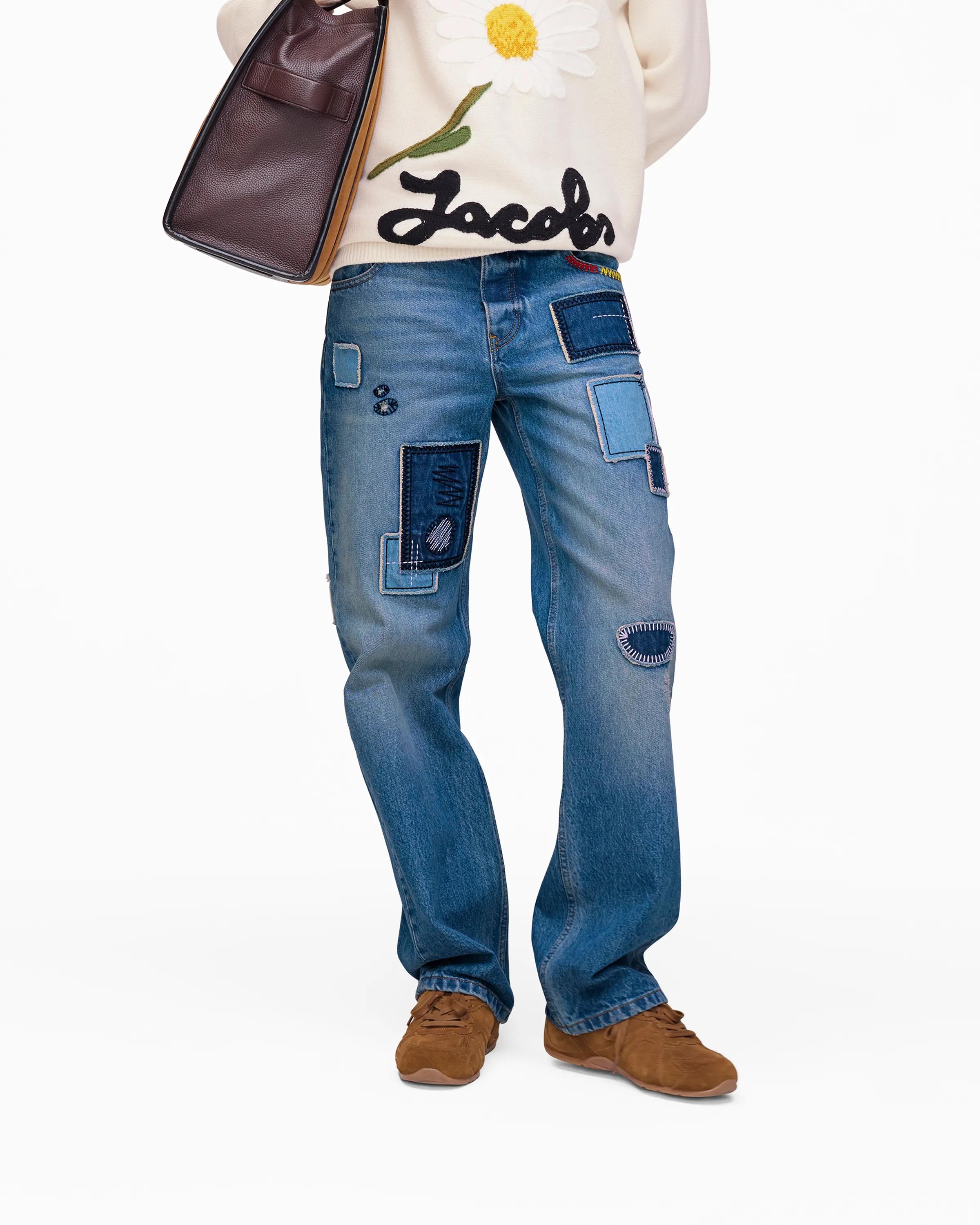 MARC JACOBS Marc Jacobs Patchwork Straight Jeans in Bright Indigo, Size 27　MARC JACOBS マーク ジェイコブス パッチワーク ストレート ジーンズ ブライト インディゴ、サイズ 27 MARC