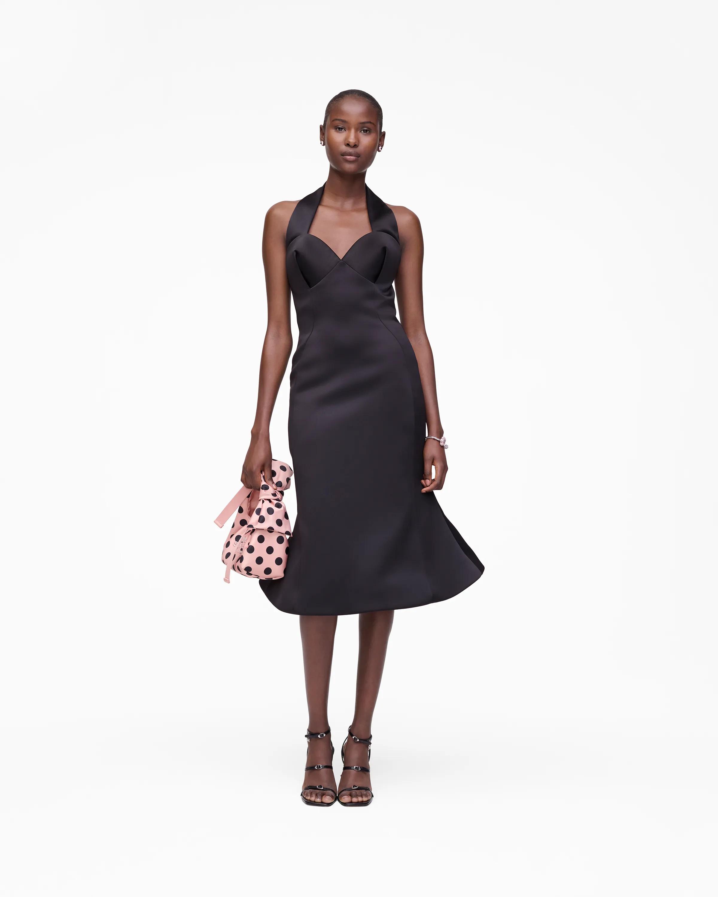 MARC JACOBS Marc Jacobs Sculpted Satin Halter Dress in Black, Size 0