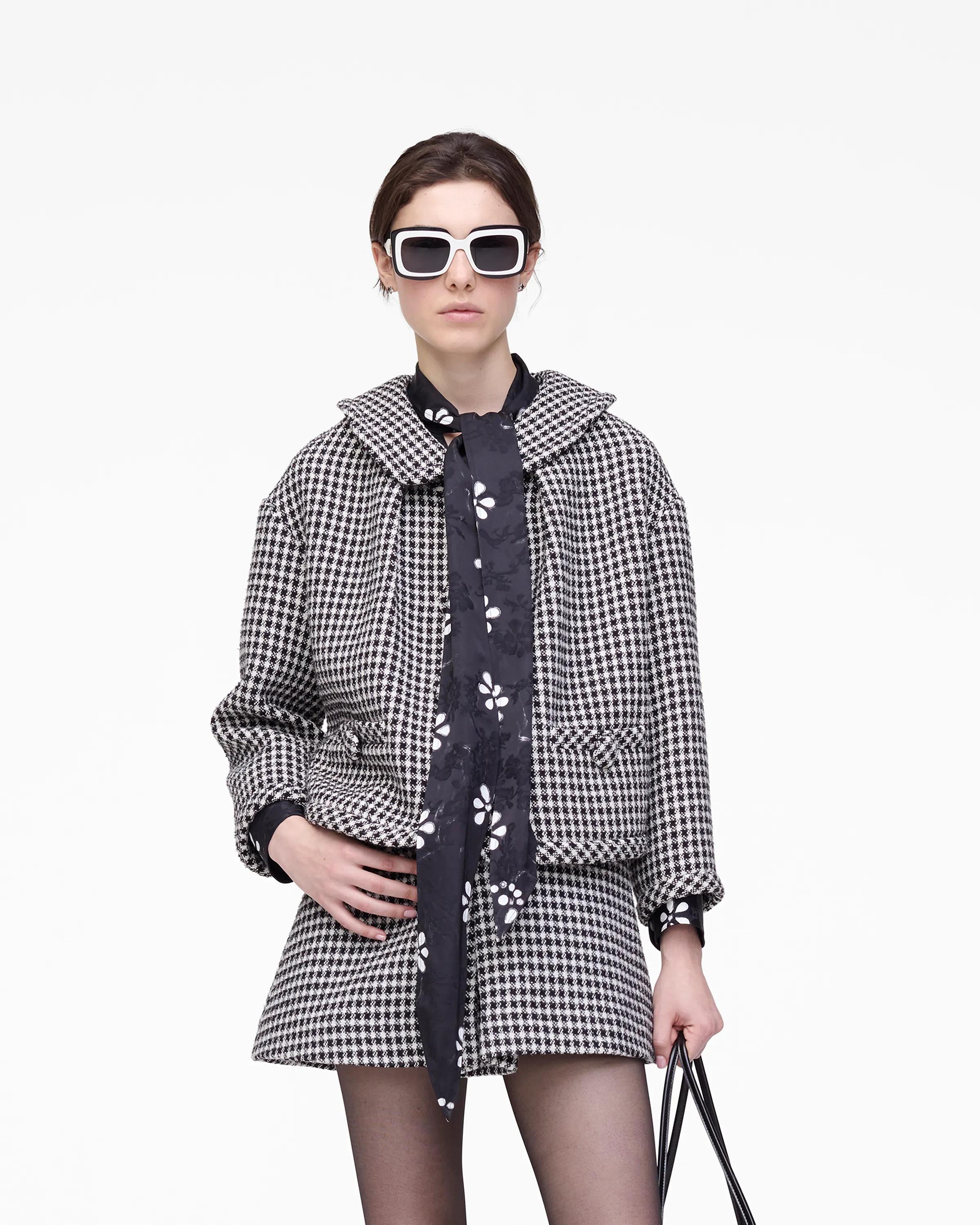 MARC JACOBS Marc Jacobs Gingham Tweed Jacket in Black Multi, Size XL　MARC JACOBS マーク ジェイコブス ギンガム ツイード ジャケット ブラック マルチ、サイズ XL MARC