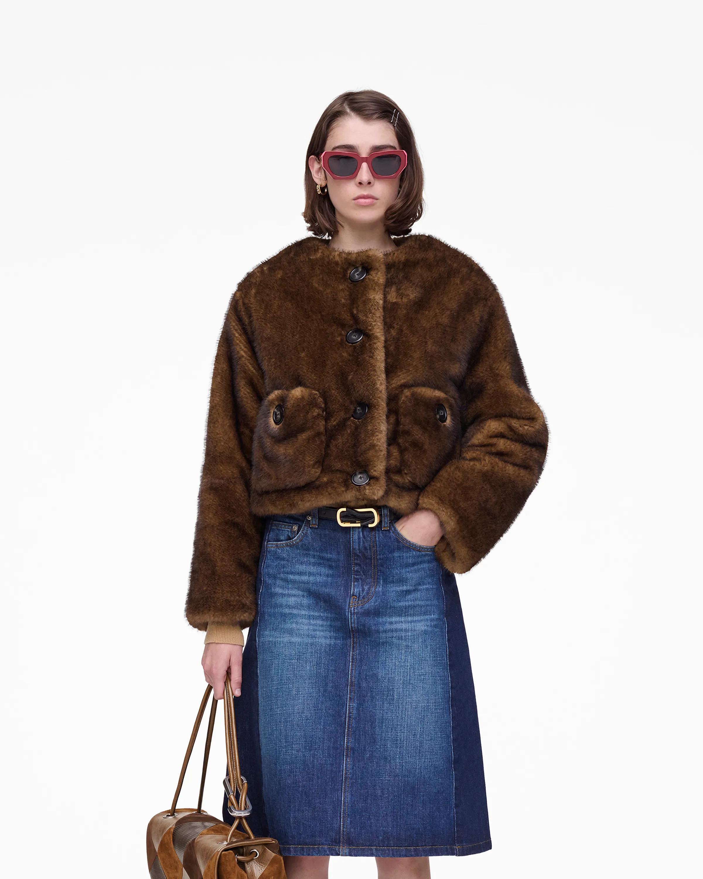 MARC JACOBS Marc Jacobs Teddy Cropped Jacket in Ebony, Size XL　MARC JACOBS マーク ジェイコブス テディ クロップド ジャケット エボニー サイズ XL MARC
