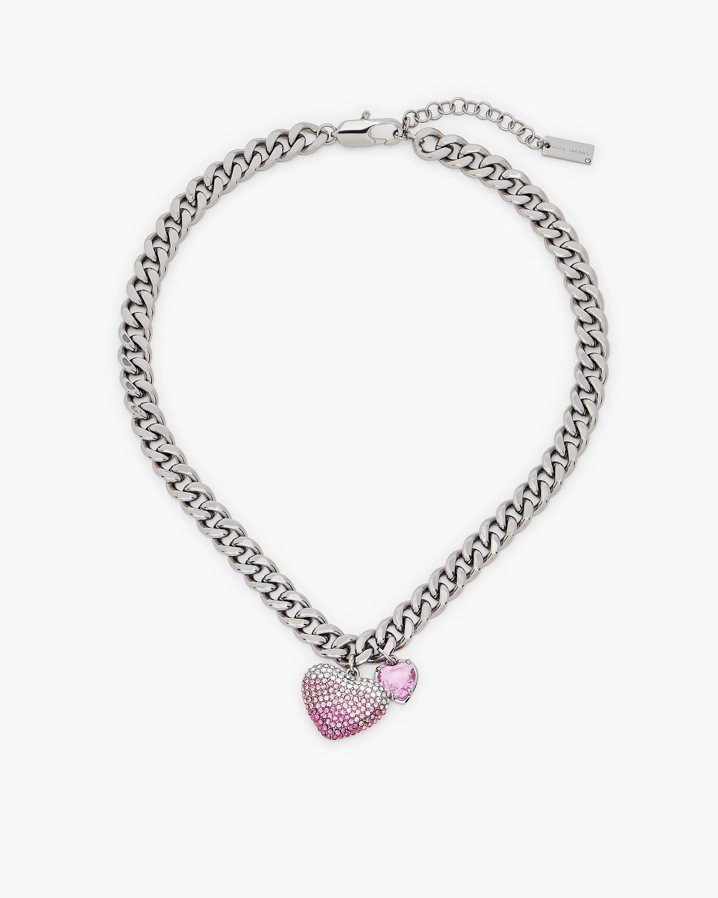 MARC JACOBS Marc Jacobs The Heart Balloon Pave Necklace in Silver/Rose　MARC JACOBS マーク ジェイコブス ザ ハート バルーン パヴェ ネックレス シルバー/ローズ MARC