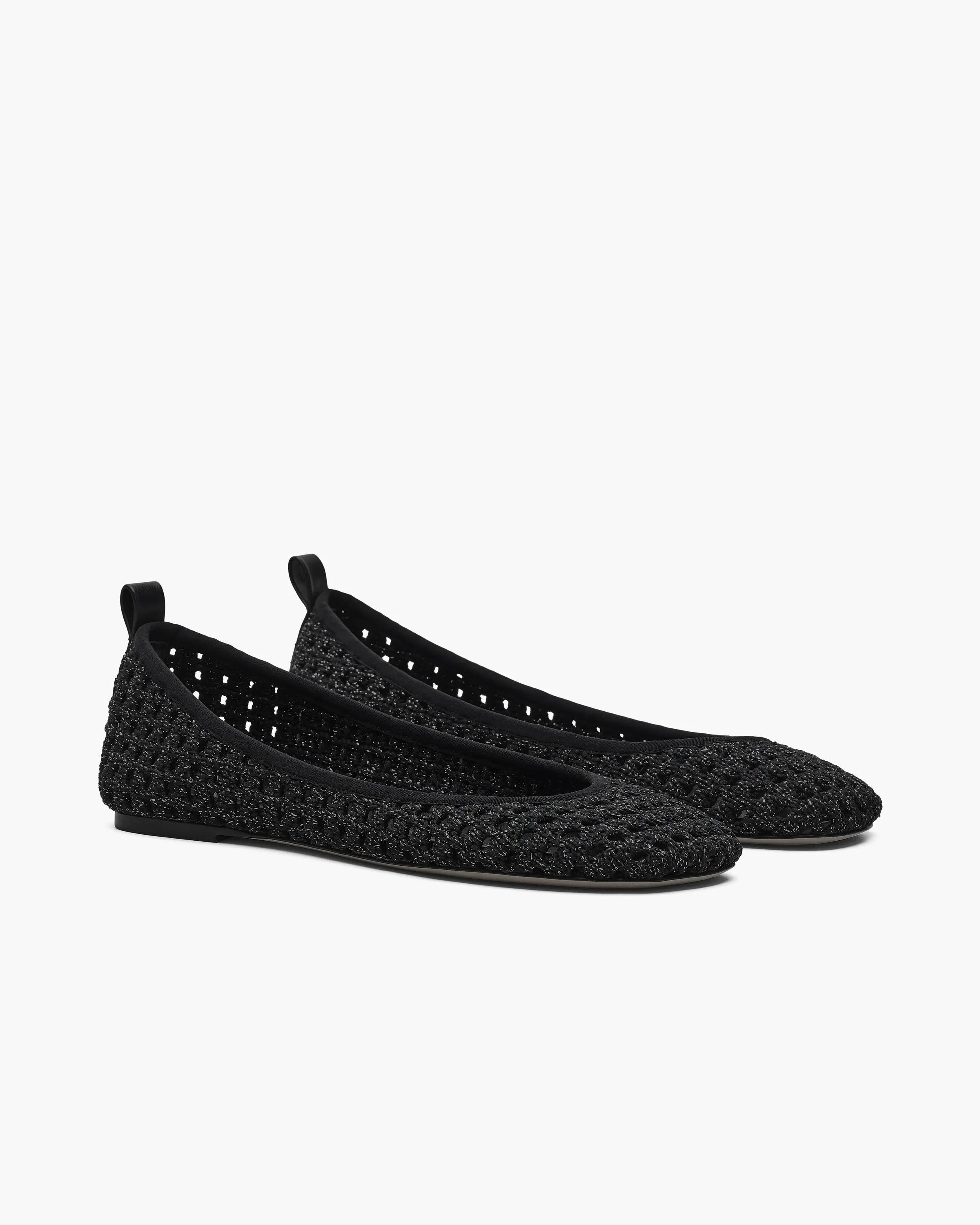 MARC JACOBS Marc Jacobs The Crochet Lace Up Ballerina in Onyx, Size 41　MARC JACOBS マーク ジェイコブス クロッシェ レースアップ バレリーナ オニキス、サイズ 41 MARC