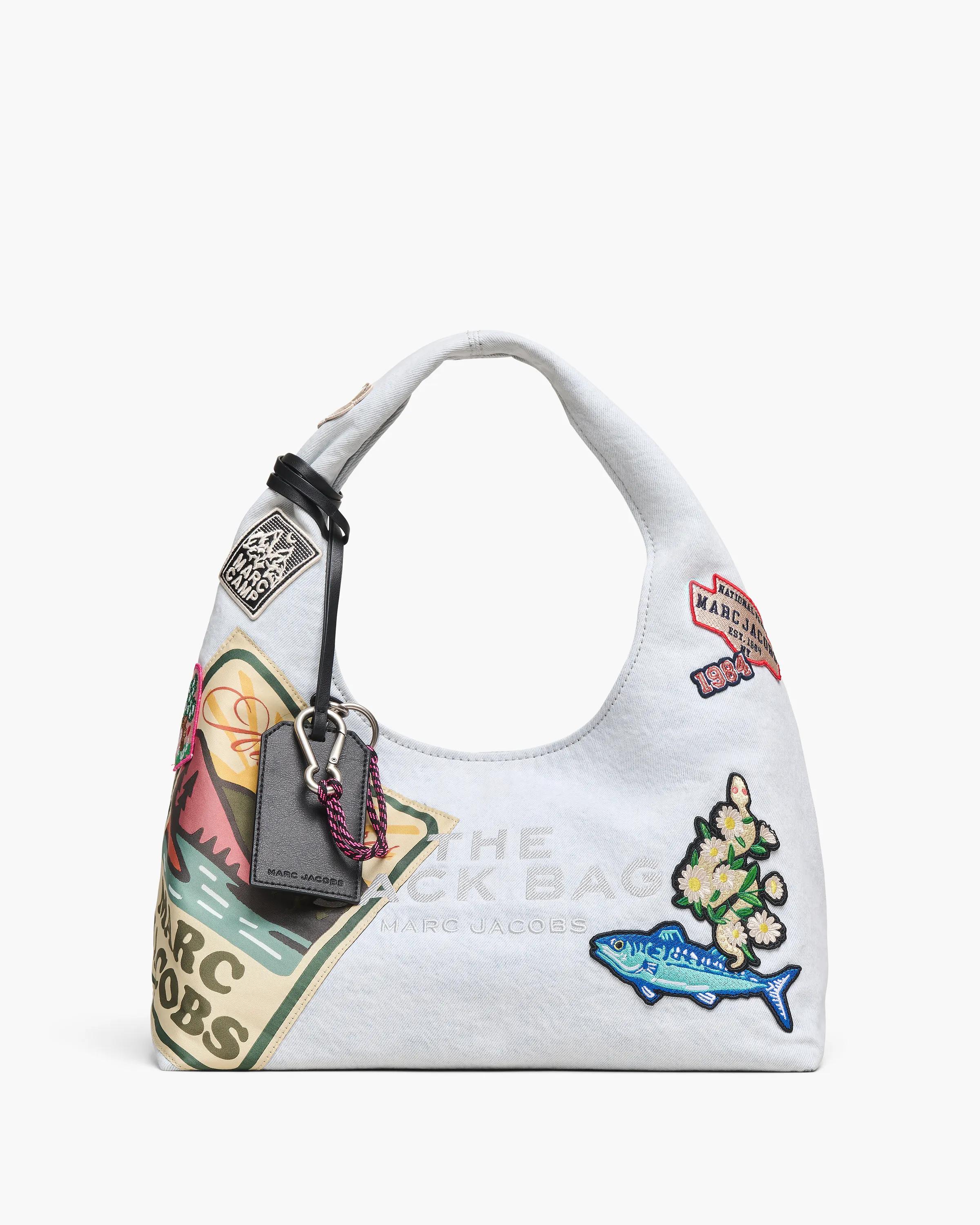 MARC JACOBS Marc Jacobs The Camp Patchwork Denim Sack Bag in Light Wash　MARC JACOBS マーク ジェイコブス ザ キャンプ パッチワーク デニム サック バッグ ライトウォッシュ MARC
