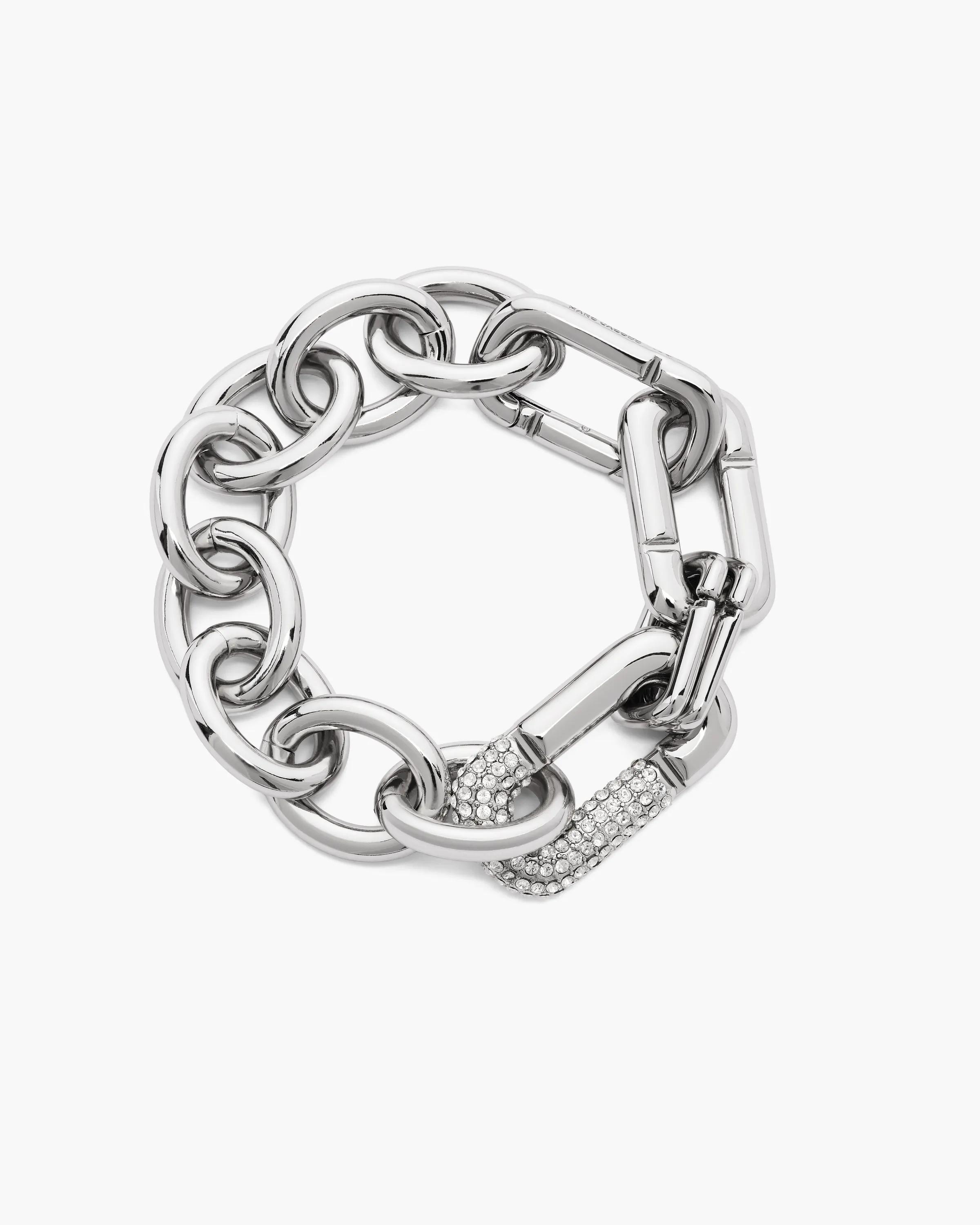 MARC JACOBS Marc Jacobs The Pop J Marc Pave Bracelet in Silver/Crystal, Size XS/Small　MARC JACOBS マーク ジェイコブス ザ ポップ J マーク パヴェ ブレスレット シルバー/クリスタル、サイズ XS/S MARC