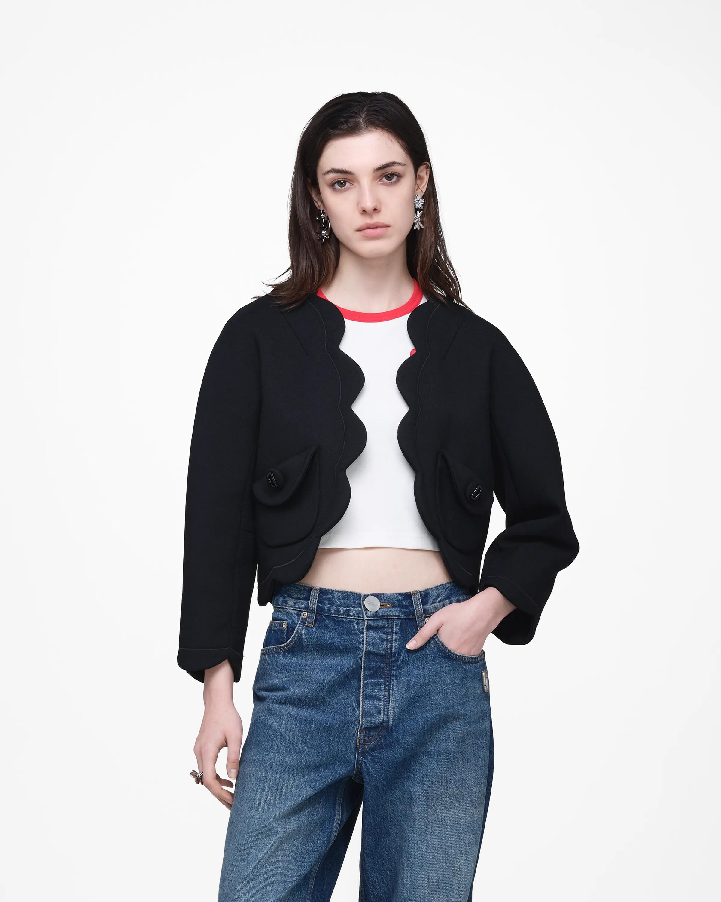 MARC JACOBS Marc Jacobs Scallop Daisy Lady Jacket in Black, Size XL　MARC JACOBS マーク ジェイコブス スカラップ デイジー レディ ジャケット ブラック、サイズ XL MARC