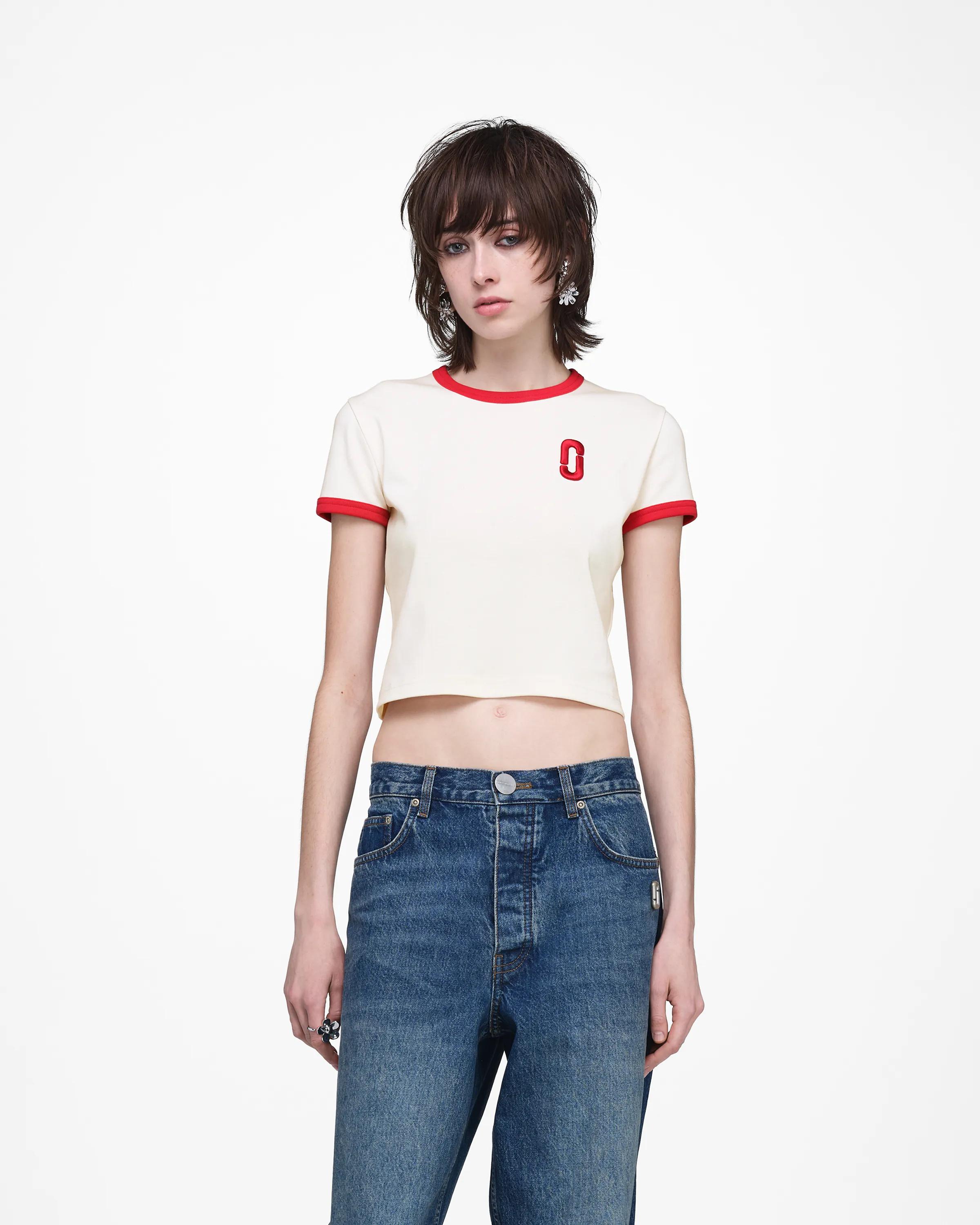 MARC JACOBS Marc Jacobs Pop J Marc Ringer Baby Tee in White Multi, Size XL　MARC JACOBS マーク ジェイコブス ポップ J マーク リンガー ベビー Tシャツ ホワイト マルチ、サイズ XL MARC