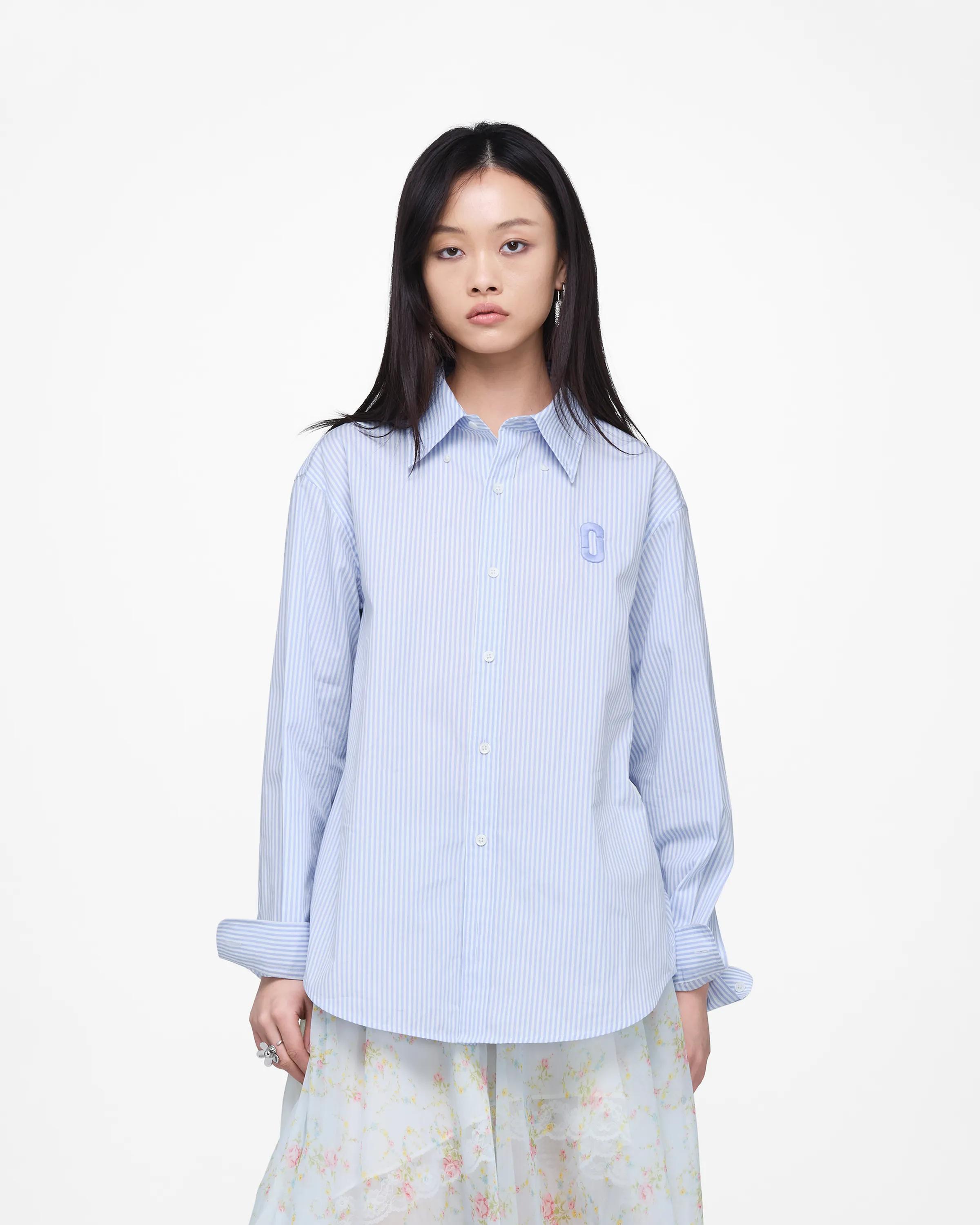 MARC JACOBS Marc Jacobs Pop J Marc Poplin Shirt in Blue Mist Multi, Size XL　MARC JACOBS マーク ジェイコブス ポップ J マーク ポプリン シャツ ブルー ミスト マルチ、サイズ XL MARC