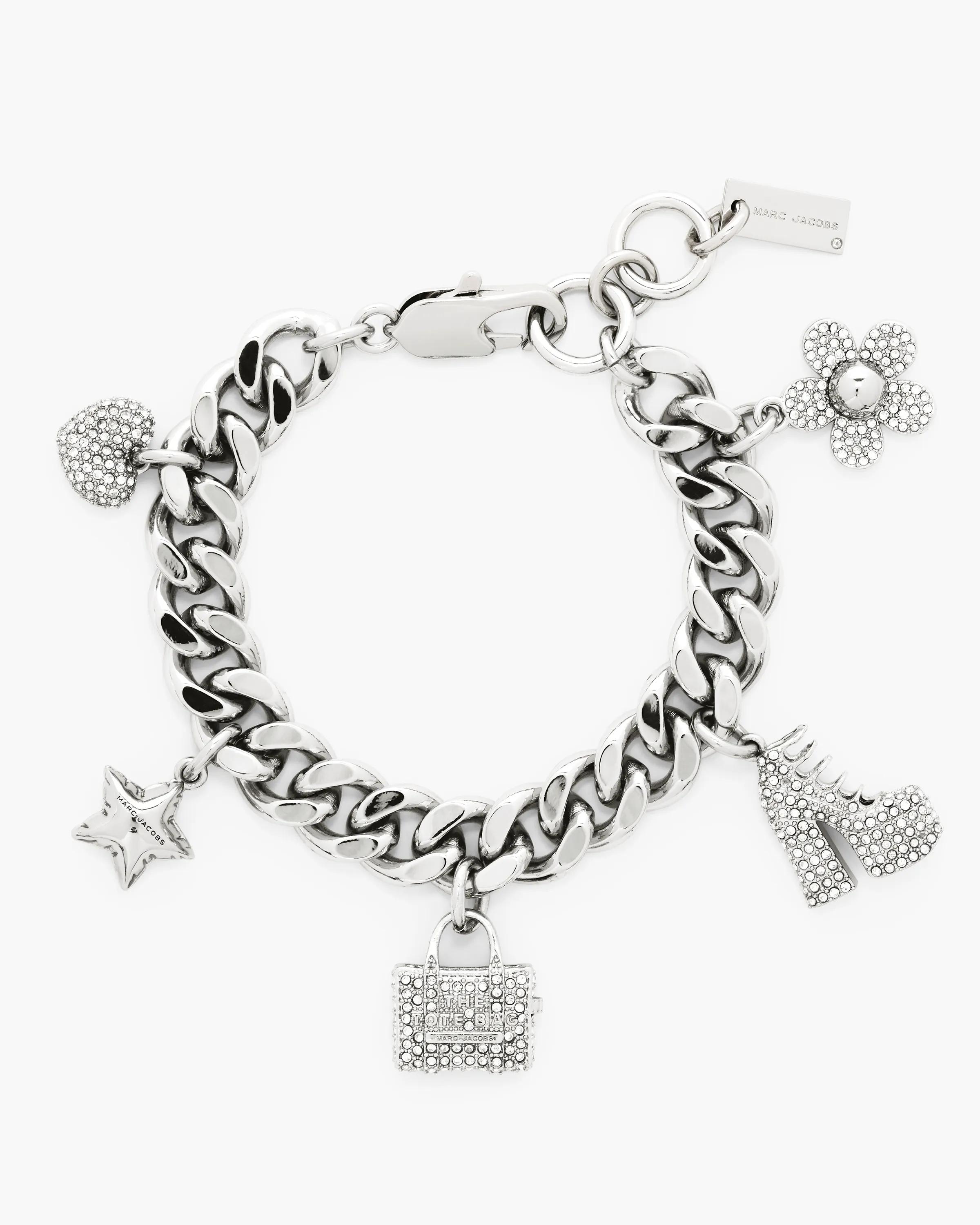 MARC JACOBS Marc Jacobs The Pave Mini Icon Charm Bracelet in Silver/Crystal　MARC JACOBS マーク ジェイコブス ザ パヴェ ミニ アイコン チャーム ブレスレット シルバー/クリスタル MARC