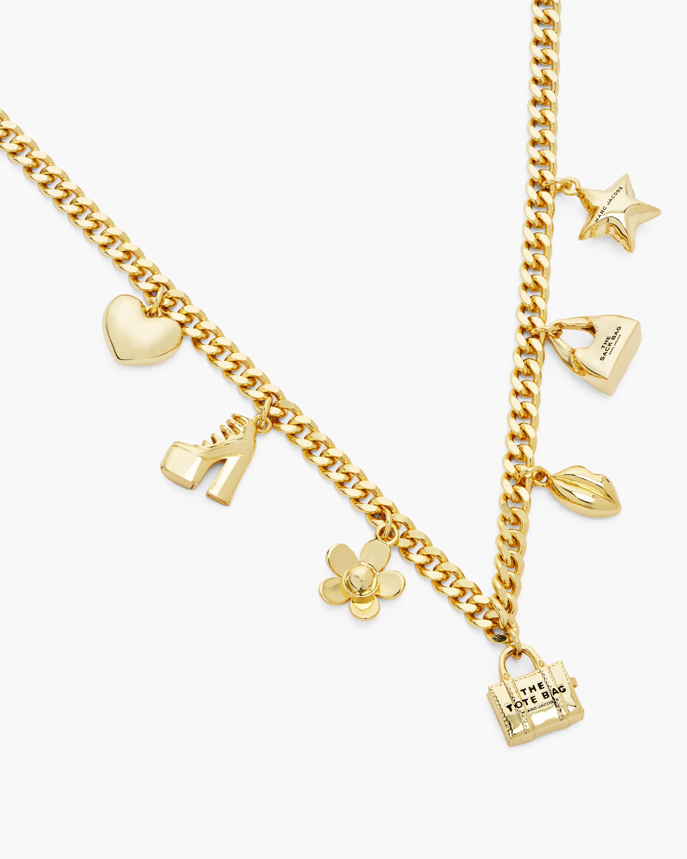 MARC JACOBS Marc Jacobs The Mini Icon Charm Necklace in Light Antique Gold　MARC JACOBS マーク ジェイコブス ザ ミニ アイコン チャーム ネックレス ライト アンティーク ゴールド MARC