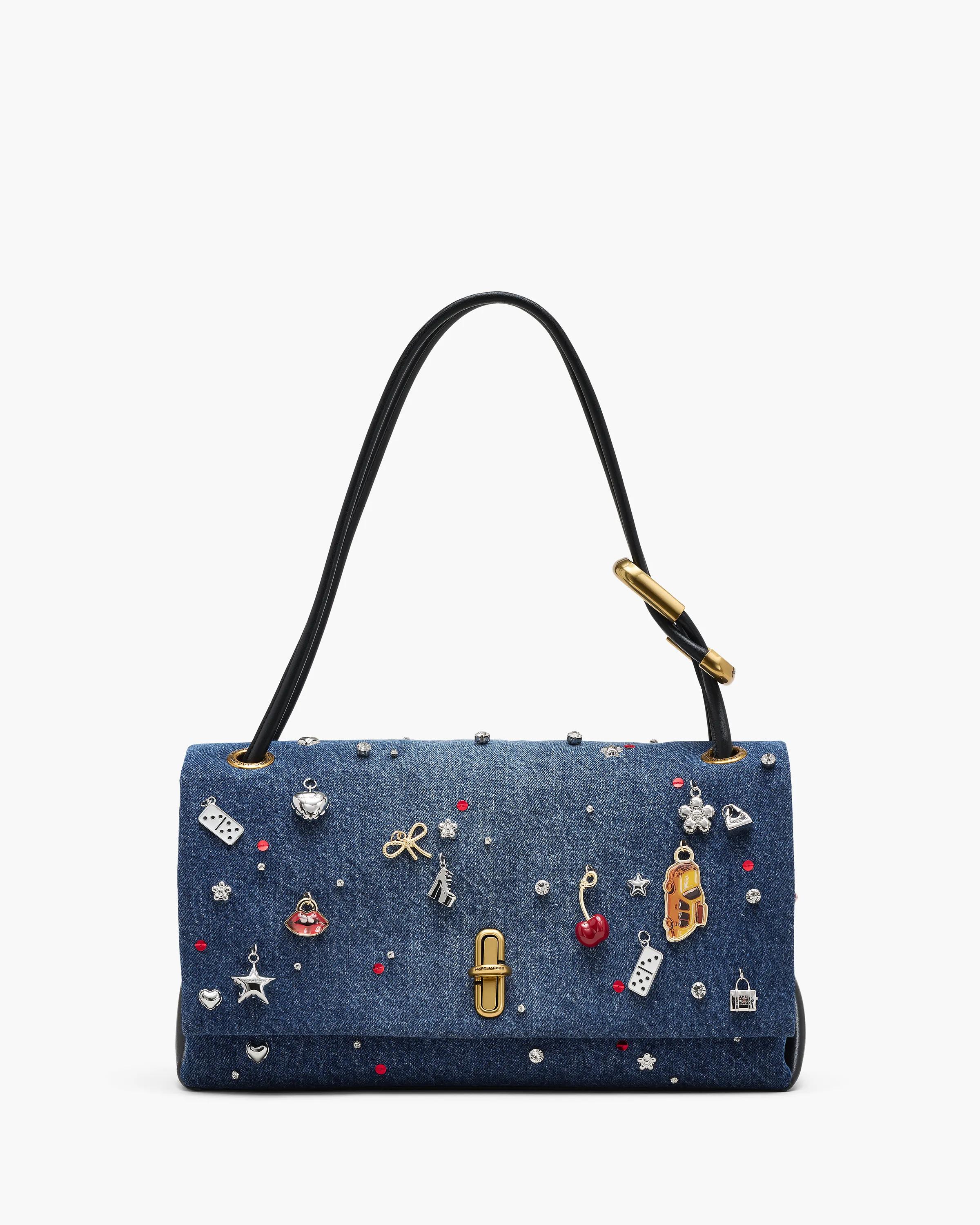 MARC JACOBS Marc Jacobs The Trinket Charm Denim Large Dual Bag in Medium Wash Multi　MARC JACOBS マーク ジェイコブス ザ トリンケット チャーム デニム ラージ デュアル バッグ (ミディアム ウォッシュ マルチ) MARC