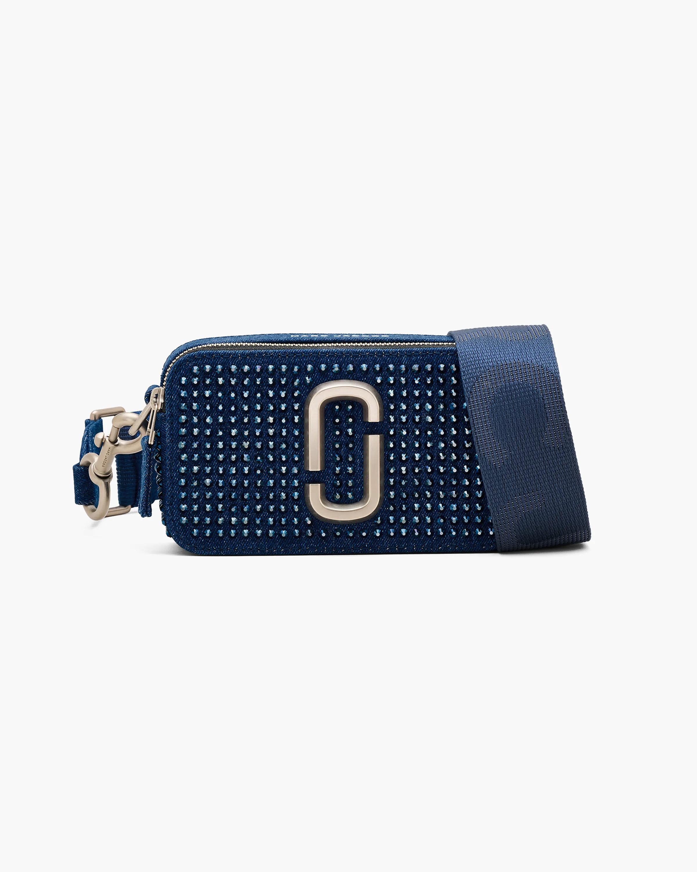 MARC JACOBS Marc Jacobs The Crystal Denim Snapshot Bag in Dark Wash Crystal　MARC JACOBS マーク ジェイコブス ザ クリスタル デニム スナップショット バッグ ダーク ウォッシュ クリスタル MARC