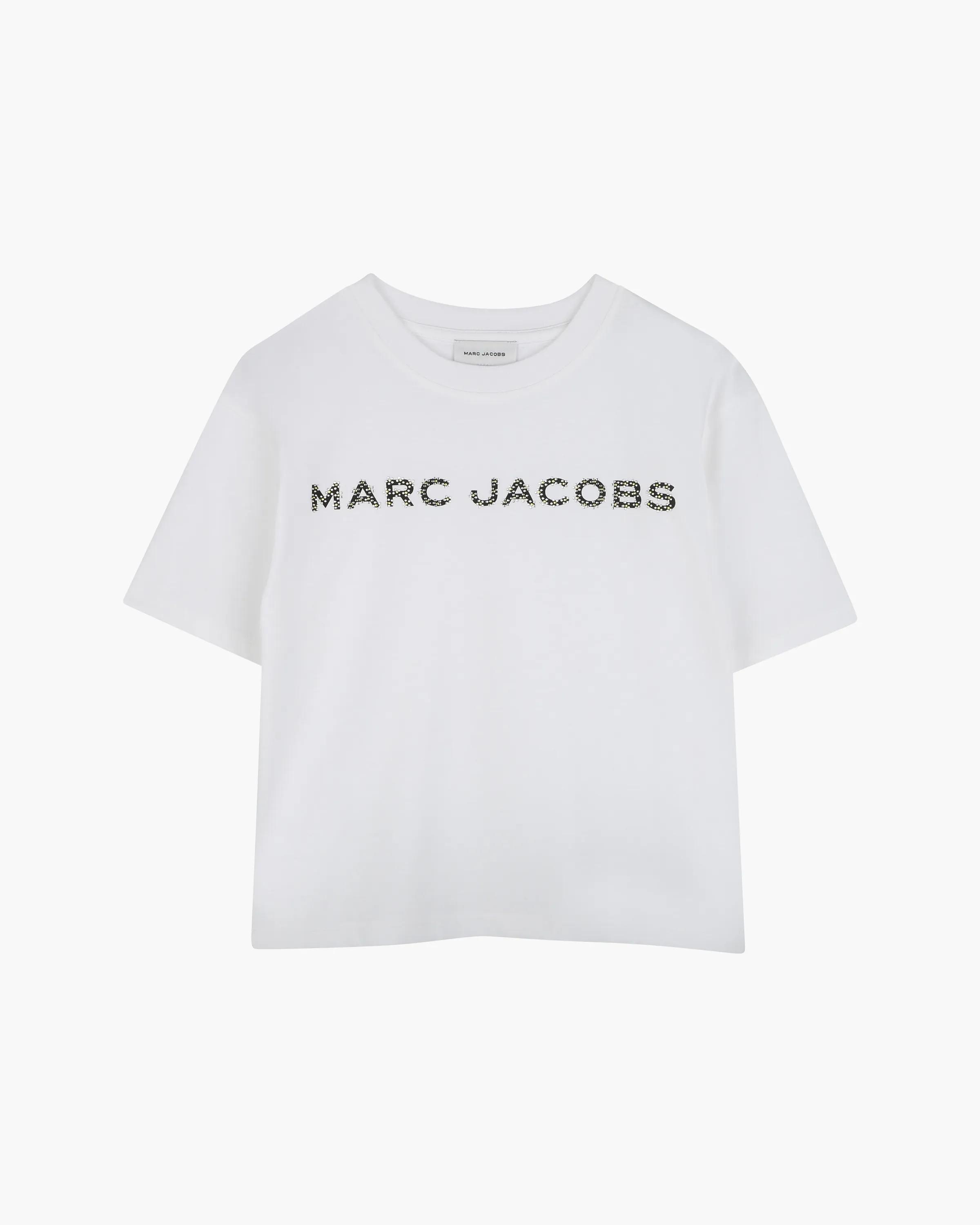 MARC JACOBS Marc Jacobs The Crystal Daisy Logo Tee in White, Size 6Y　MARC JACOBS マーク ジェイコブス ザ クリスタル デイジー ロゴ T シャツ ホワイト、サイズ 6Y MARC