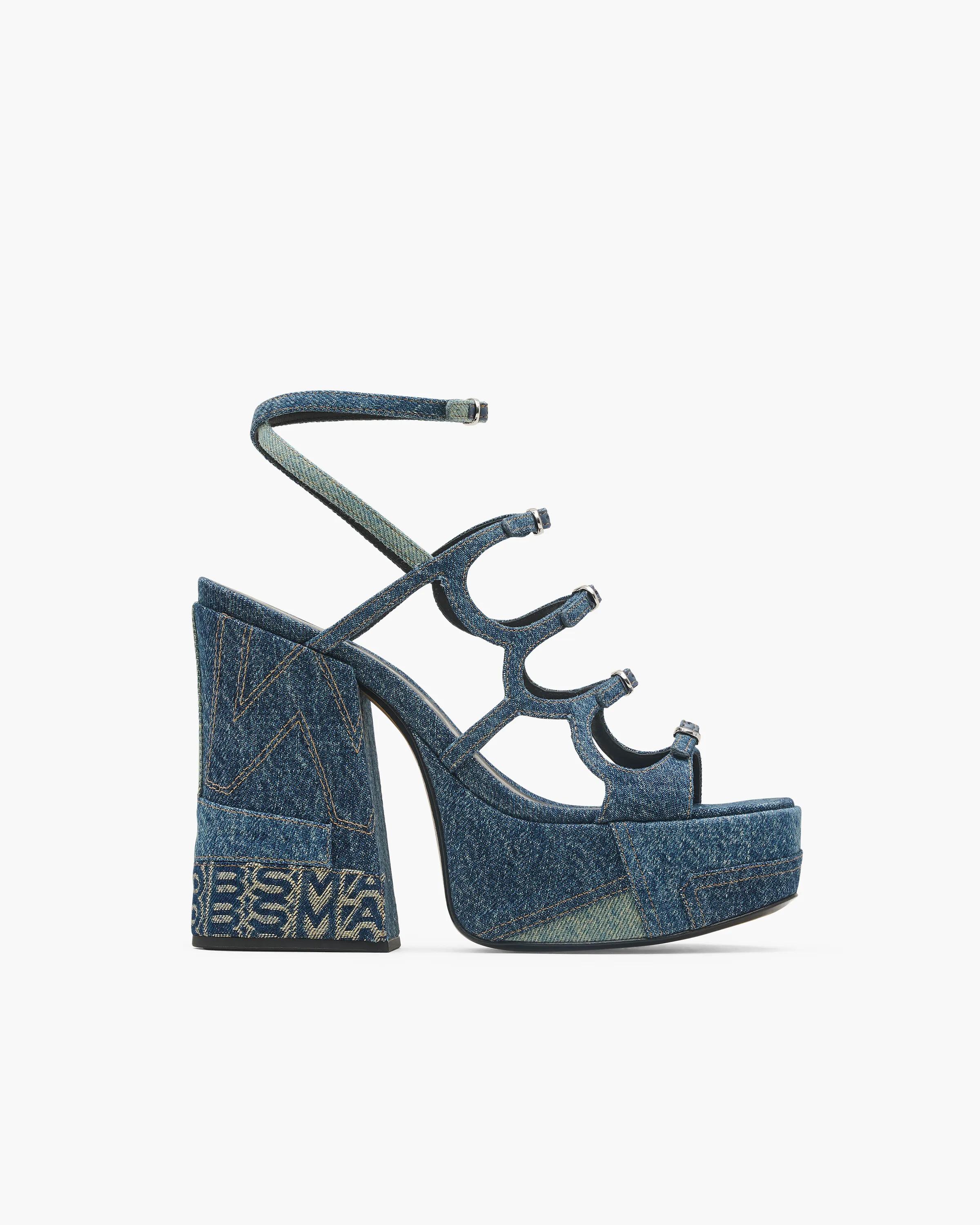 MARC JACOBS Marc Jacobs The Deconstructed Denim Kiki Platform Sandal in Indigo Multi, Size 37　MARC JACOBS マーク ジェイコブス ザ デコンストラクト デニム キキ プラットフォーム サンダル インディゴ マルチ、サイズ 37 MARC