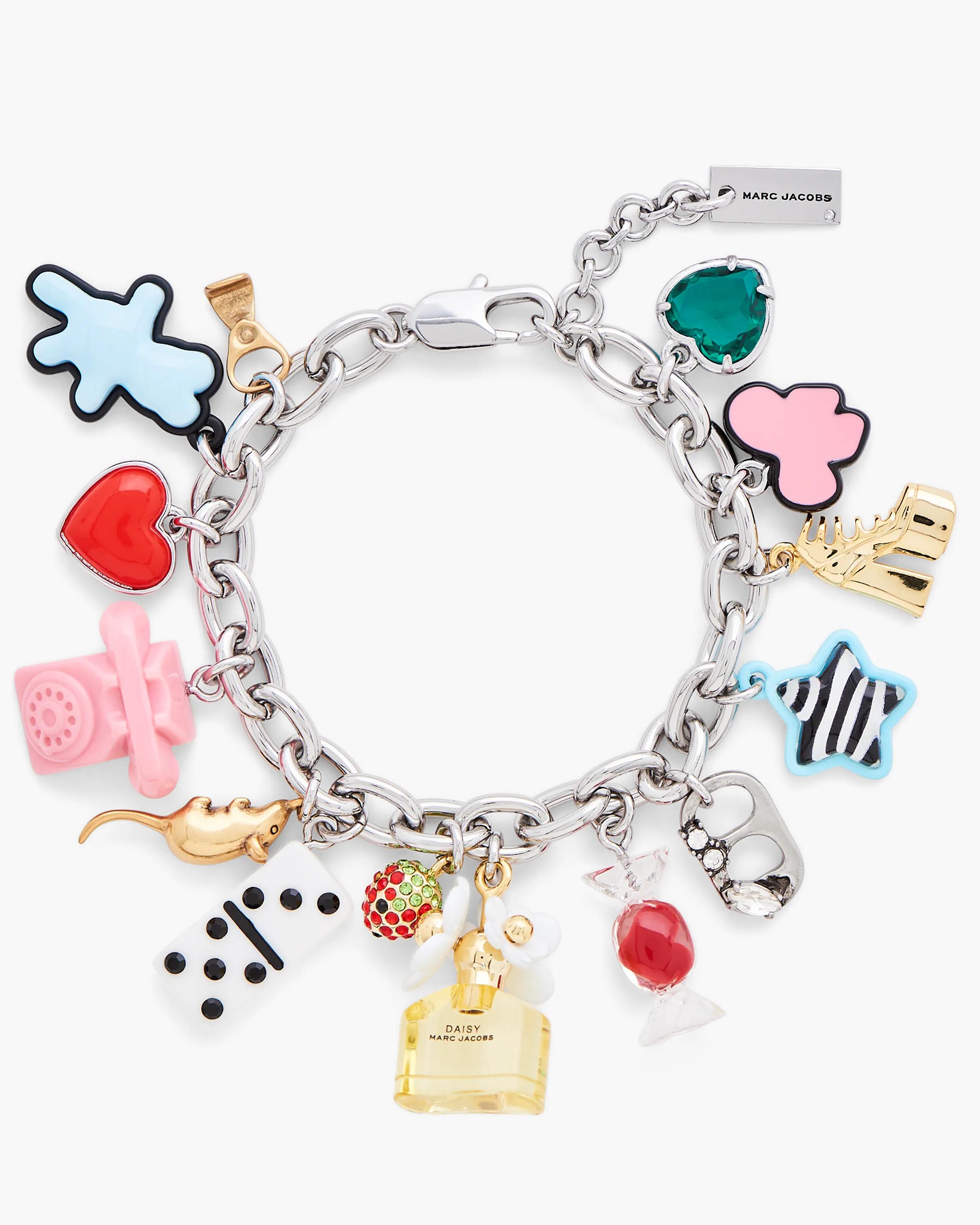 MARC JACOBS Marc Jacobs The Sticker Charm Statement Bracelet in Silver Multi　MARC JACOBS マーク ジェイコブス ザ ステッカー チャーム ステートメント ブレスレット シルバー マルチ MARC