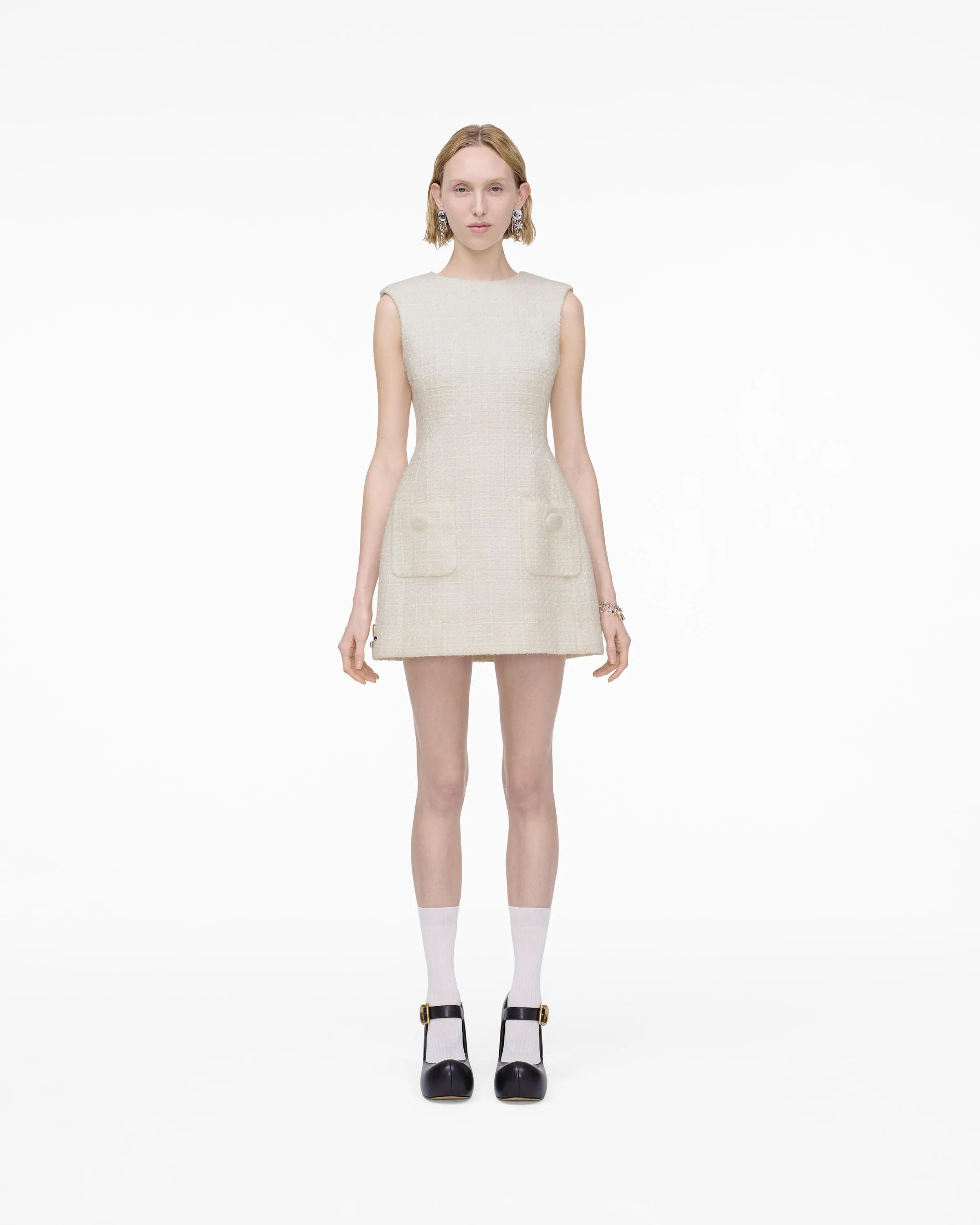 MARC JACOBS Marc Jacobs Sculptural Tweed Dress in Ivory, Size 12　MARC JACOBS マーク ジェイコブス スカルプチュラル ツイード ドレス アイボリー、サイズ 12 MARC