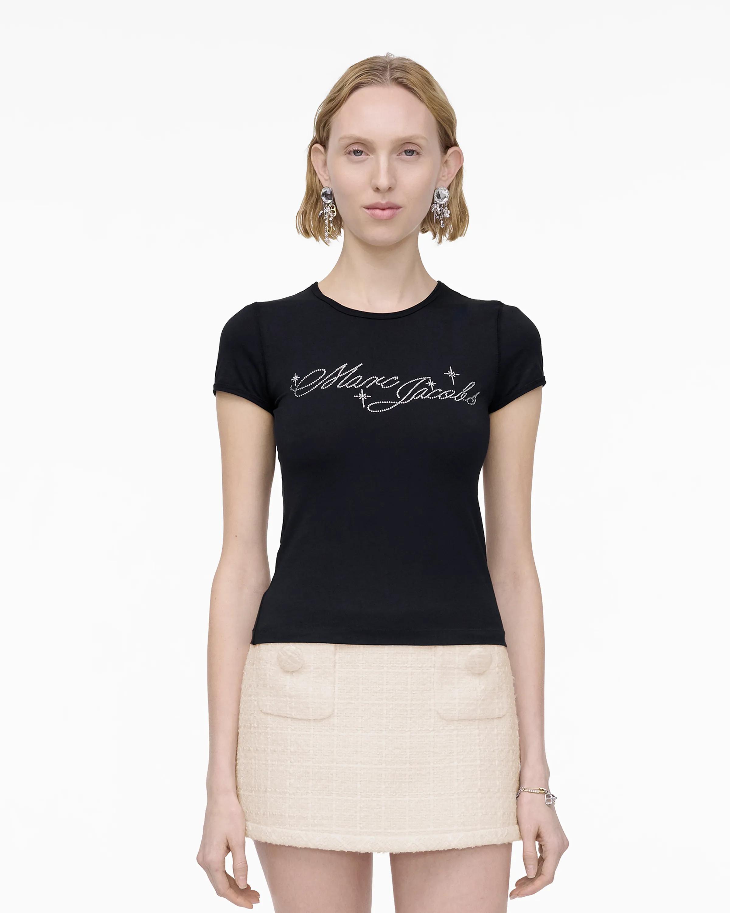 MARC JACOBS Marc Jacobs Charm Logo Shrunken Tee in Black, Size Small　MARC JACOBS マーク ジェイコブス チャーム ロゴ シュランケン Tシャツ ブラック、S サイズ MARC