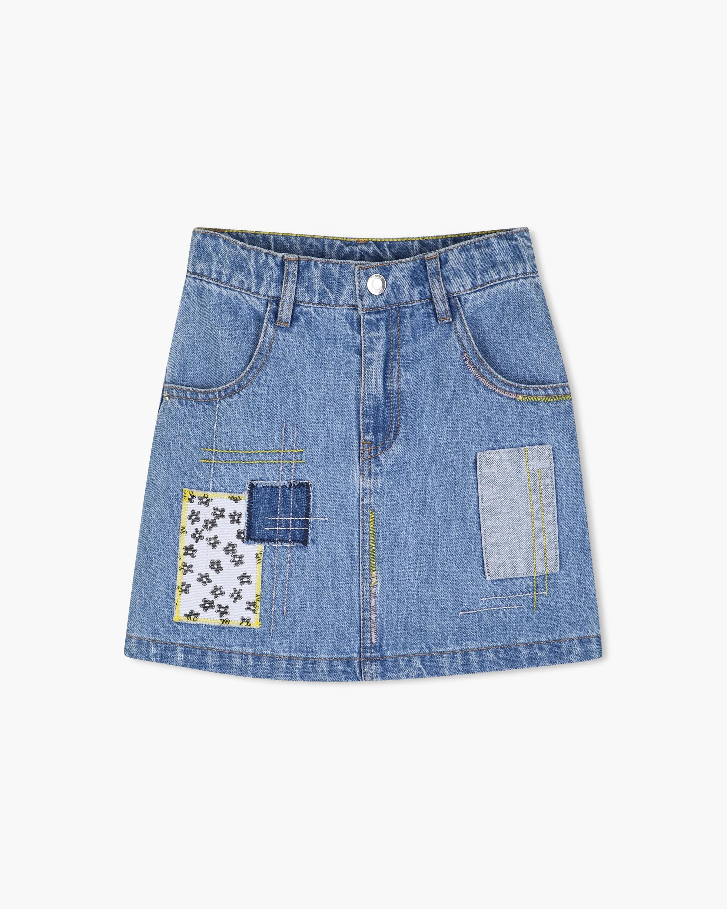 MARC JACOBS Marc Jacobs The Patchwork Denim Skirt in Denim Blue, Size 5Y　MARC JACOBS マーク ジェイコブス パッチワーク デニム スカート デニム ブルー、サイズ 5Y MARC