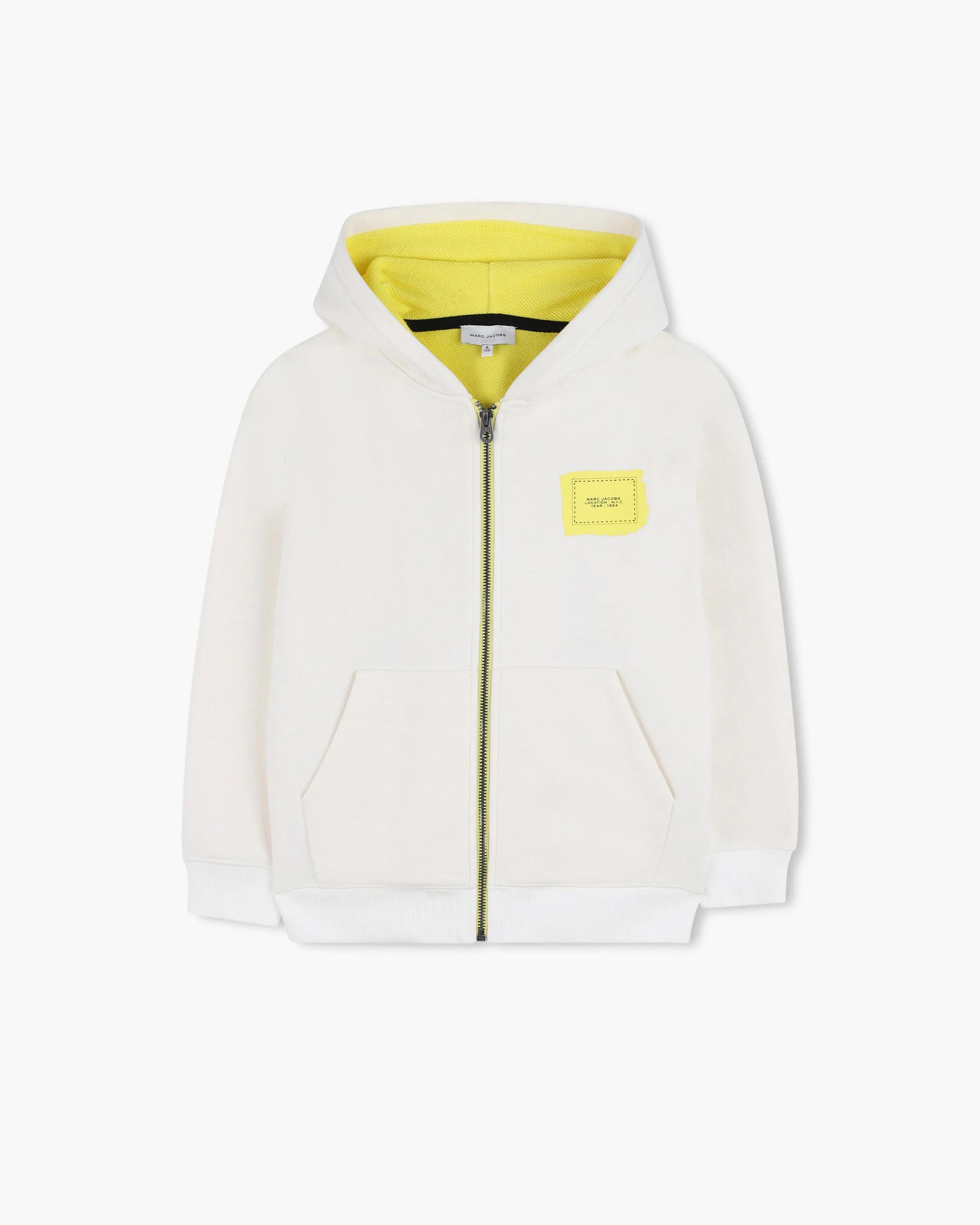 MARC JACOBS Marc Jacobs The Checkerboard Logo Zip-Up Hoodie in White, Size 12Y　MARC JACOBS マーク ジェイコブス チェッカーボード ロゴ ジップアップ パーカー ホワイト、サイズ 12Y MARC