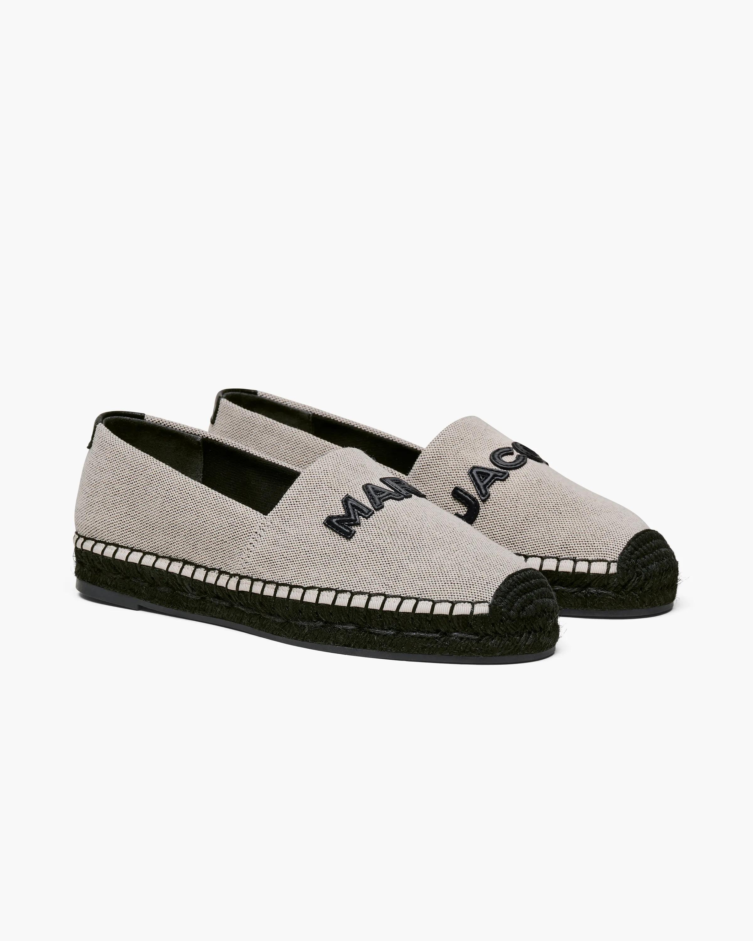 MARC JACOBS Marc Jacobs The Canvas Logo Espadrille in Ivory/Black, Size 41　MARC JACOBS マーク ジェイコブス ザ キャンバス ロゴ エスパドリーユ アイボリー/ブラック、サイズ 41 MARC