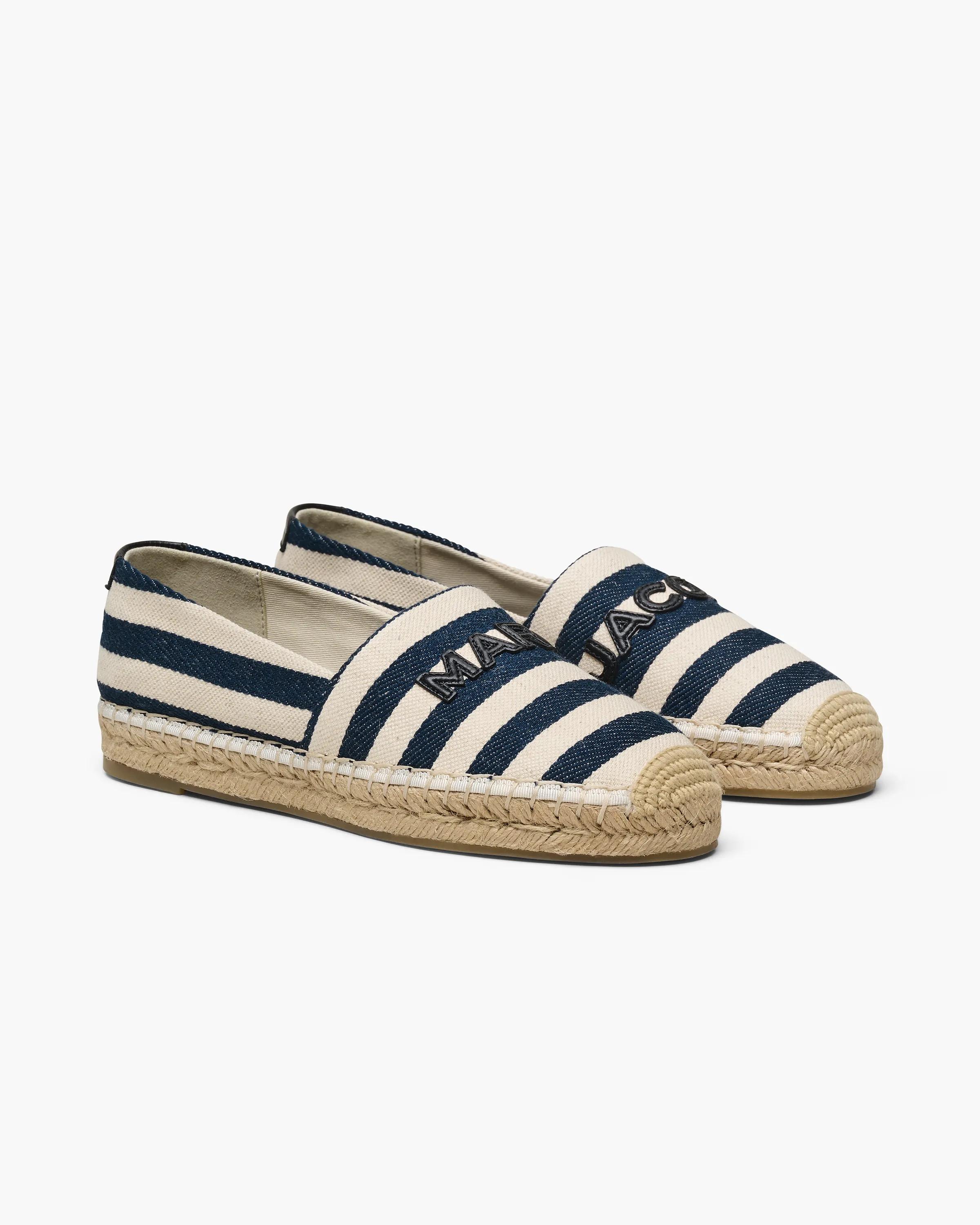 MARC JACOBS Marc Jacobs The Stripe Canvas Espadrille in Blue Sea Multi, Size 41　MARC JACOBS マーク ジェイコブス ザ ストライプ キャンバス エスパドリーユ ブルー シー マルチ、サイズ 41 MARC