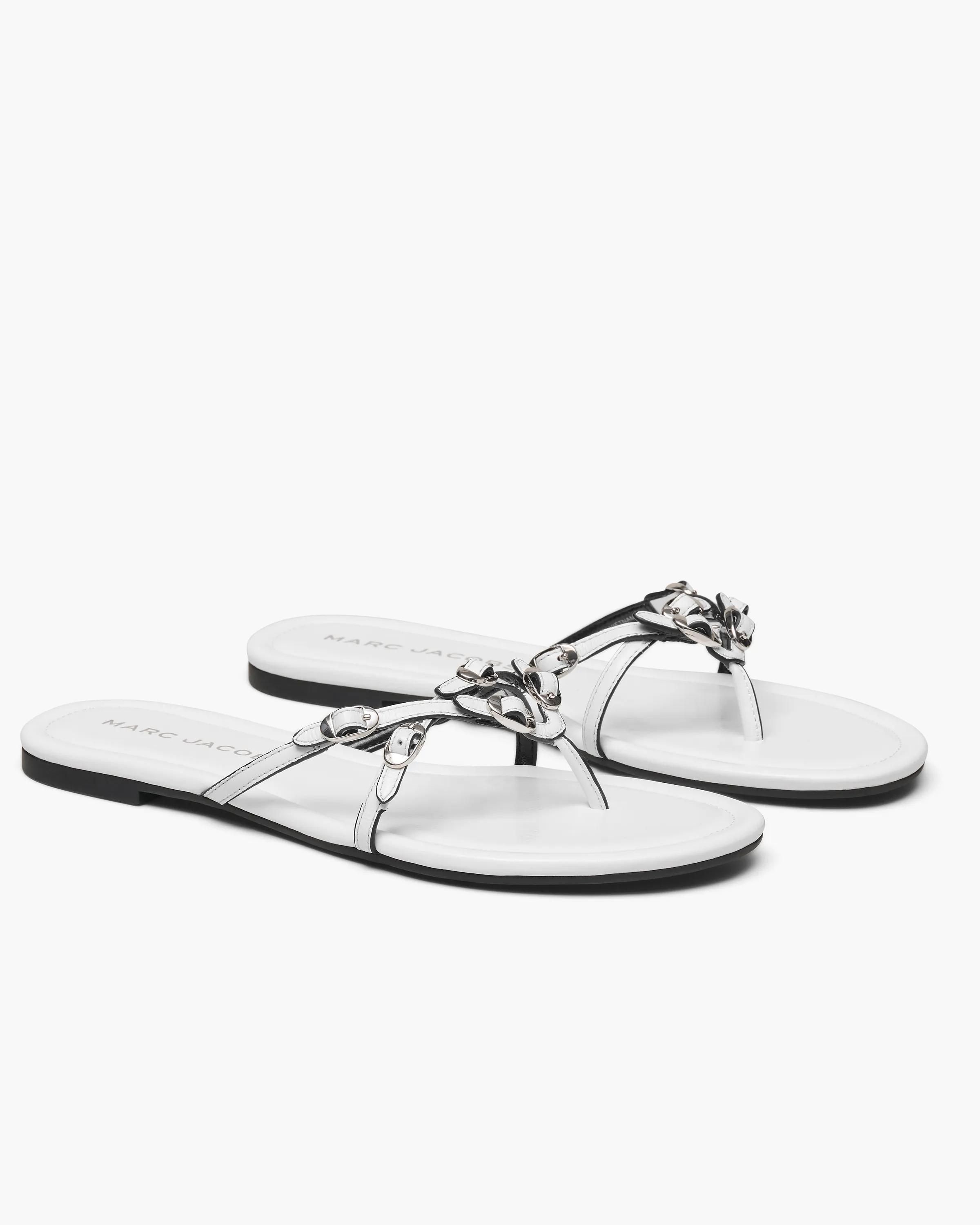 MARC JACOBS Marc Jacobs The Leather Kiki Sandal in White, Size 41　MARC JACOBS マーク ジェイコブス レザー キキ サンダル ホワイト、サイズ 41 MARC
