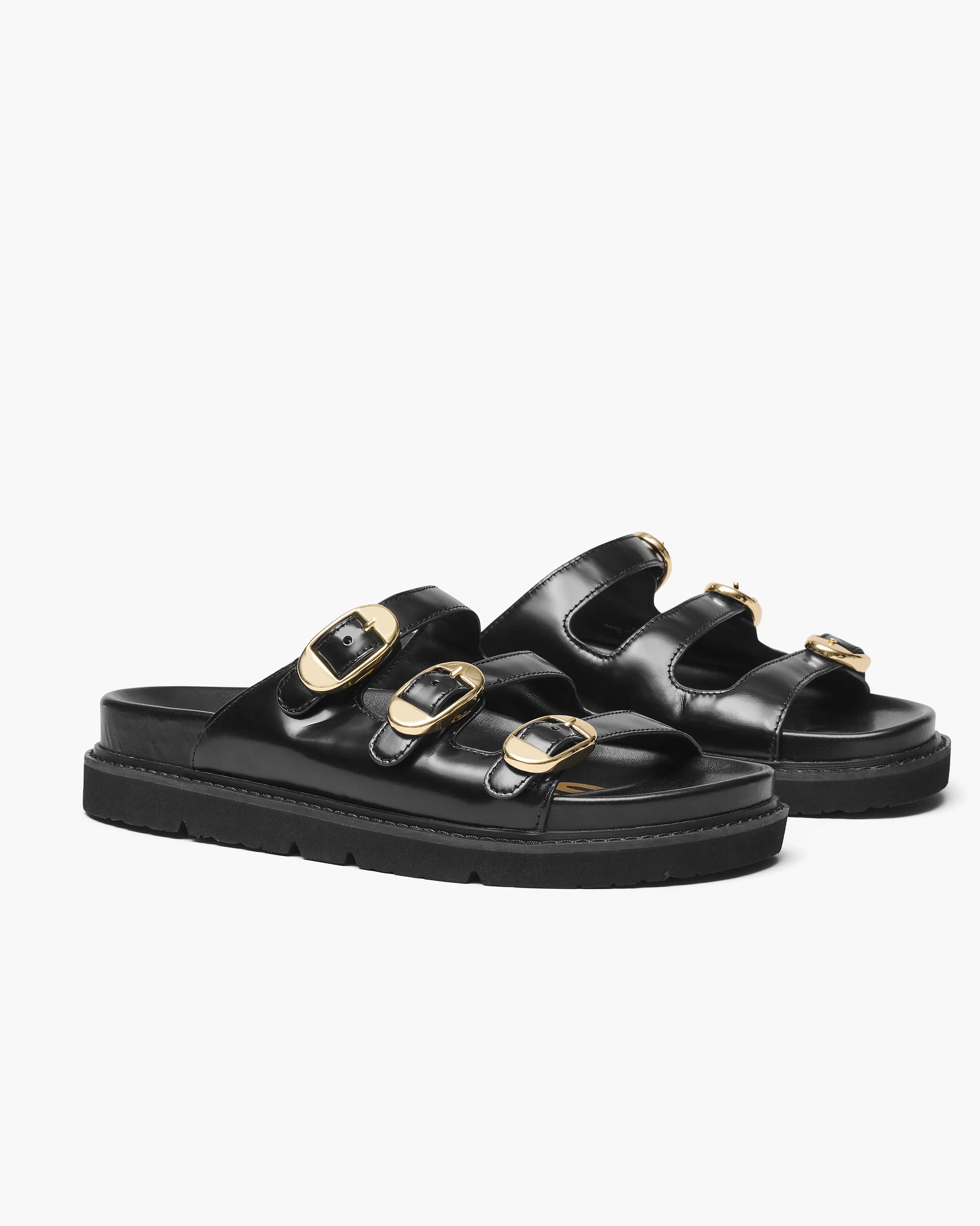 MARC JACOBS Marc Jacobs The Leather Kiki Slide in Black, Size 41　MARC JACOBS マーク ジェイコブス ザ レザー キキ スライド ブラック、サイズ 41 MARC