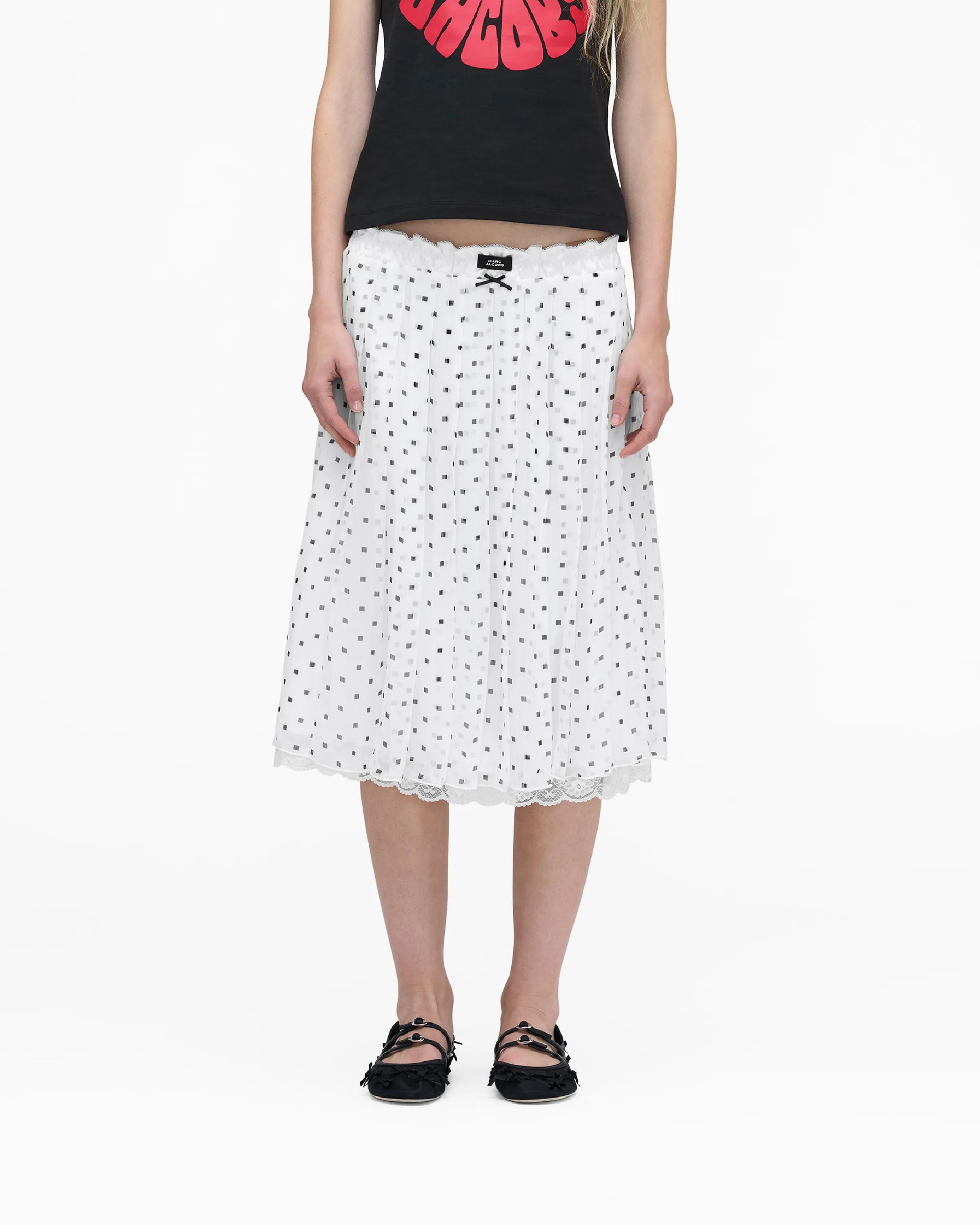 MARC JACOBS Marc Jacobs Layered Crinkle Chiffon Skirt in White Multi, Size 12　MARC JACOBS マーク ジェイコブス レイヤード クリンクル シフォン スカート ホワイト マルチ、サイズ 12 MARC