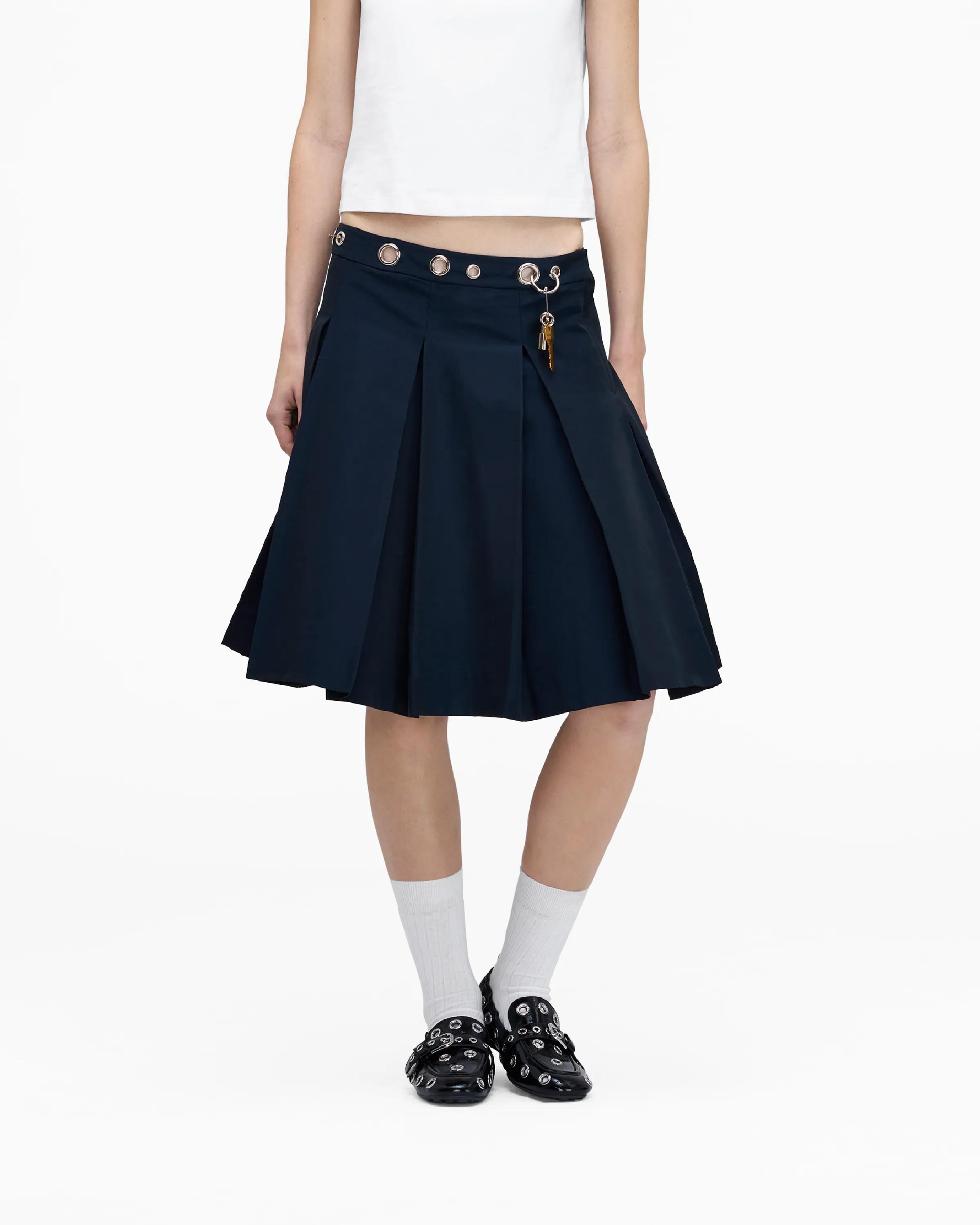 MARC JACOBS Marc Jacobs Safety Pin Pleated Skirt in Navy, Size 6　MARC JACOBS マーク ジェイコブス 安全ピン プリーツ スカート ネイビー、サイズ 6 MARC