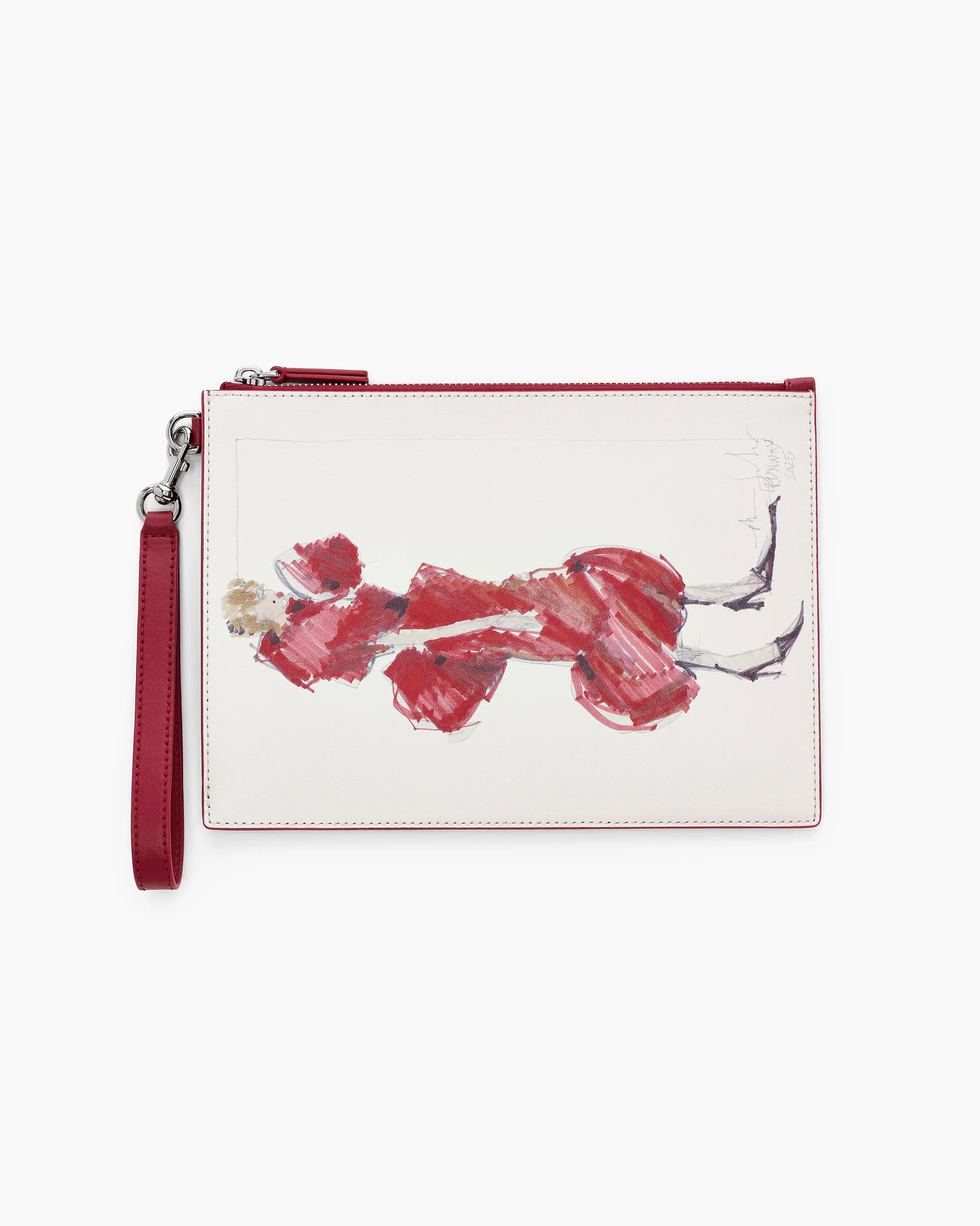 MARC JACOBS Marc Jacobs The Runway Illustration Wristlet Bag in True Red　MARC JACOBS マーク ジェイコブス ザ ランウェイ イラスト リストレット バッグ (トゥルー レッド) MARC