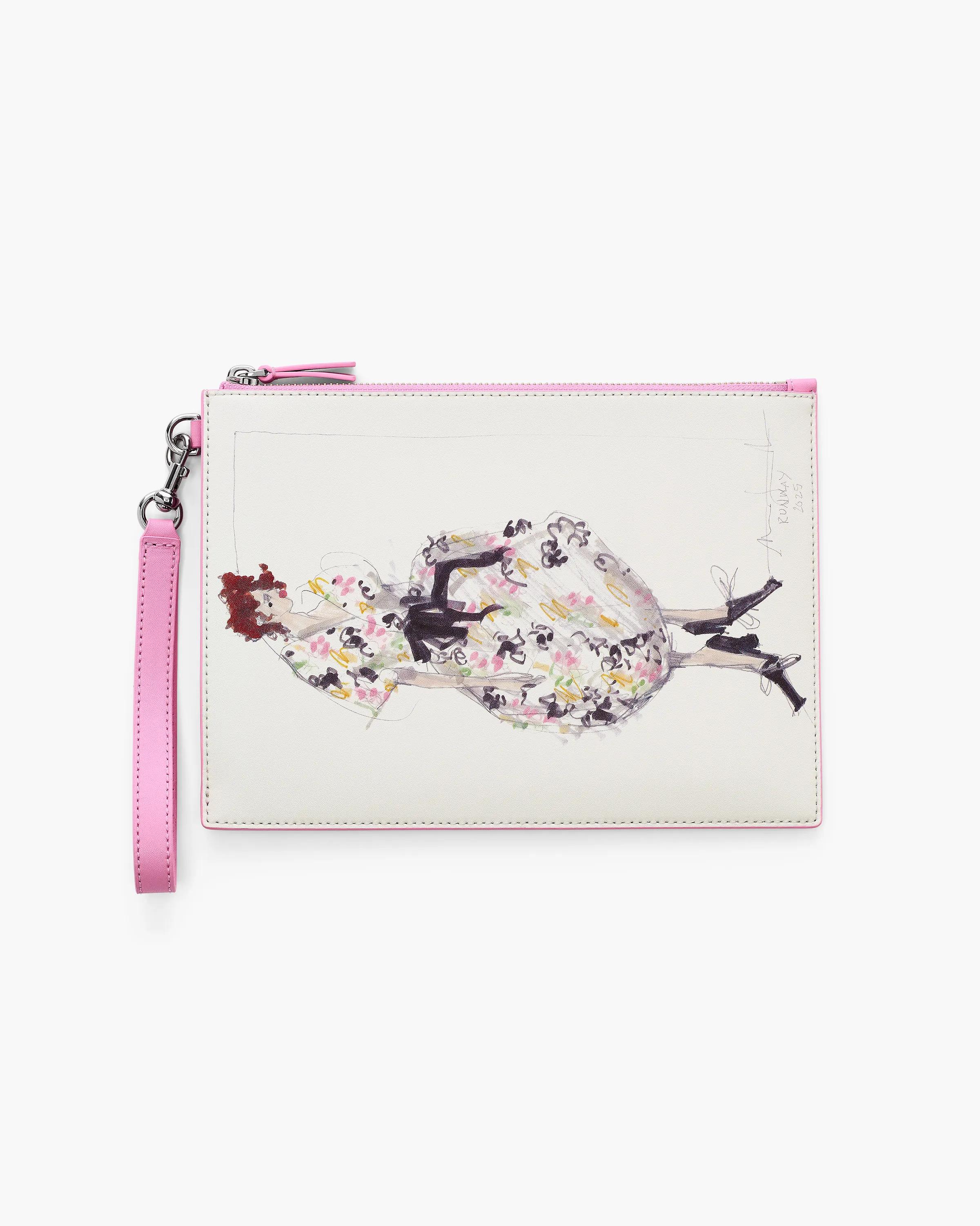 MARC JACOBS Marc Jacobs The Runway Illustration Wristlet Bag in Ribbon Pink　MARC JACOBS マーク ジェイコブス ザ ランウェイ イラスト リストレット バッグ リボン ピンク MARC