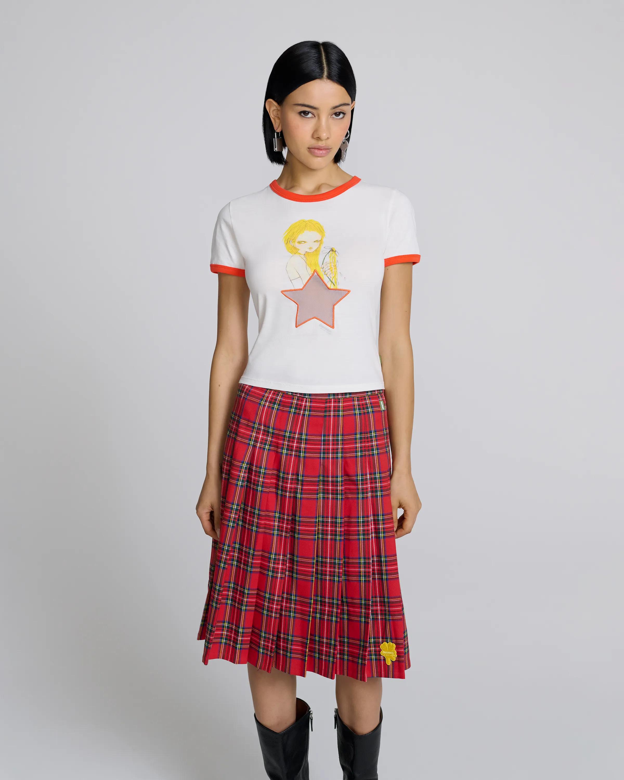 MARC JACOBS Marc Jacobs Eri Star Mesh Baby Tee in Chalk, Size XL　MARC JACOBS マーク ジェイコブス Eri Star メッシュ ベビー T チョーク、サイズ XL MARC
