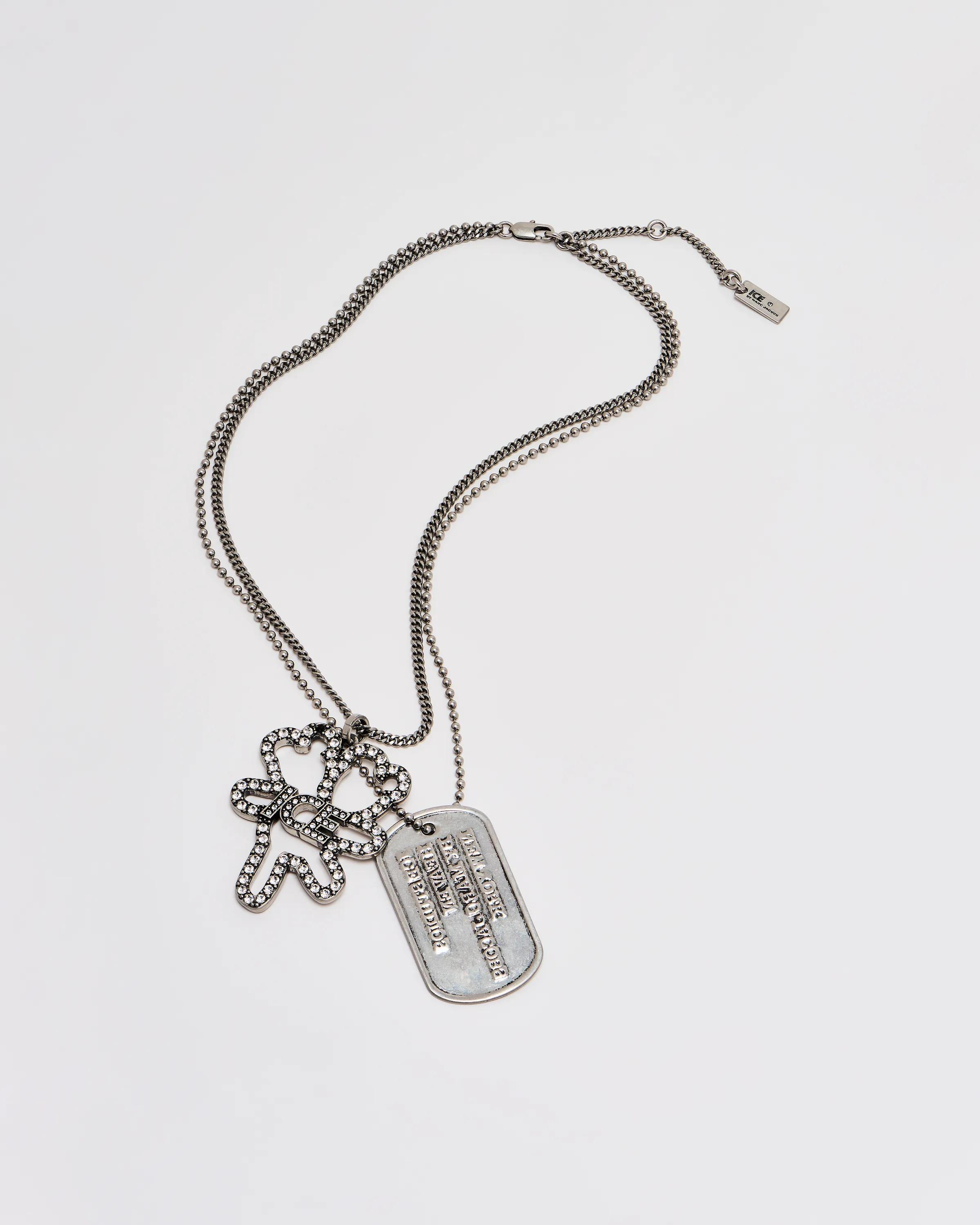 MARC JACOBS Marc Jacobs Ice Studios Stacked Necklace in Aged Silver/Crystal　MARC JACOBS マーク ジェイコブス アイス スタジオ スタック ネックレス エイジド シルバー/クリスタル MARC