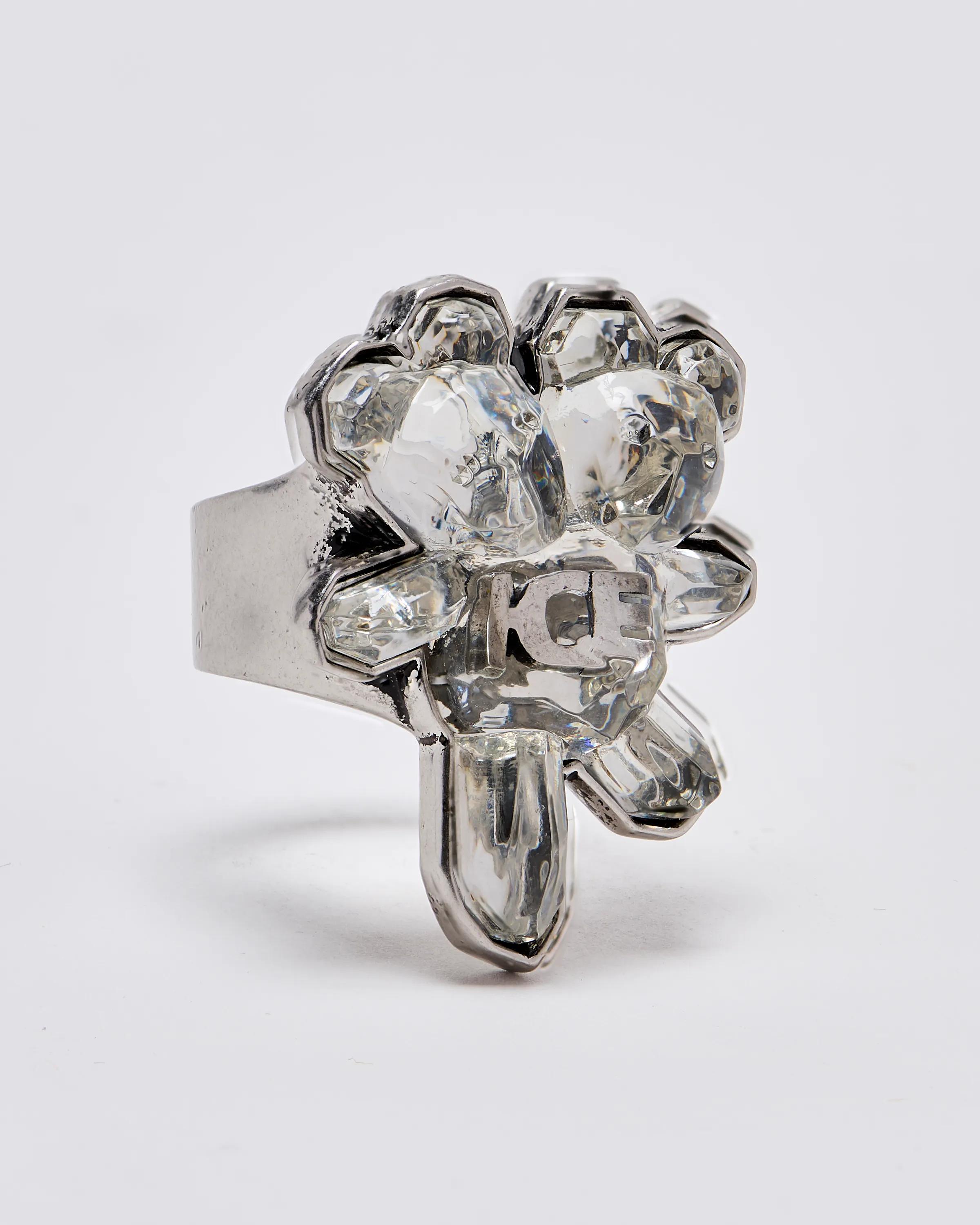 MARC JACOBS Marc Jacobs Ice Studios Double Headed Teddy Ring in Aged Silver/Crystal　MARC JACOBS マーク ジェイコブス アイス スタジオ ダブルヘッド テディ リング エイジド シルバー/クリスタル MARC