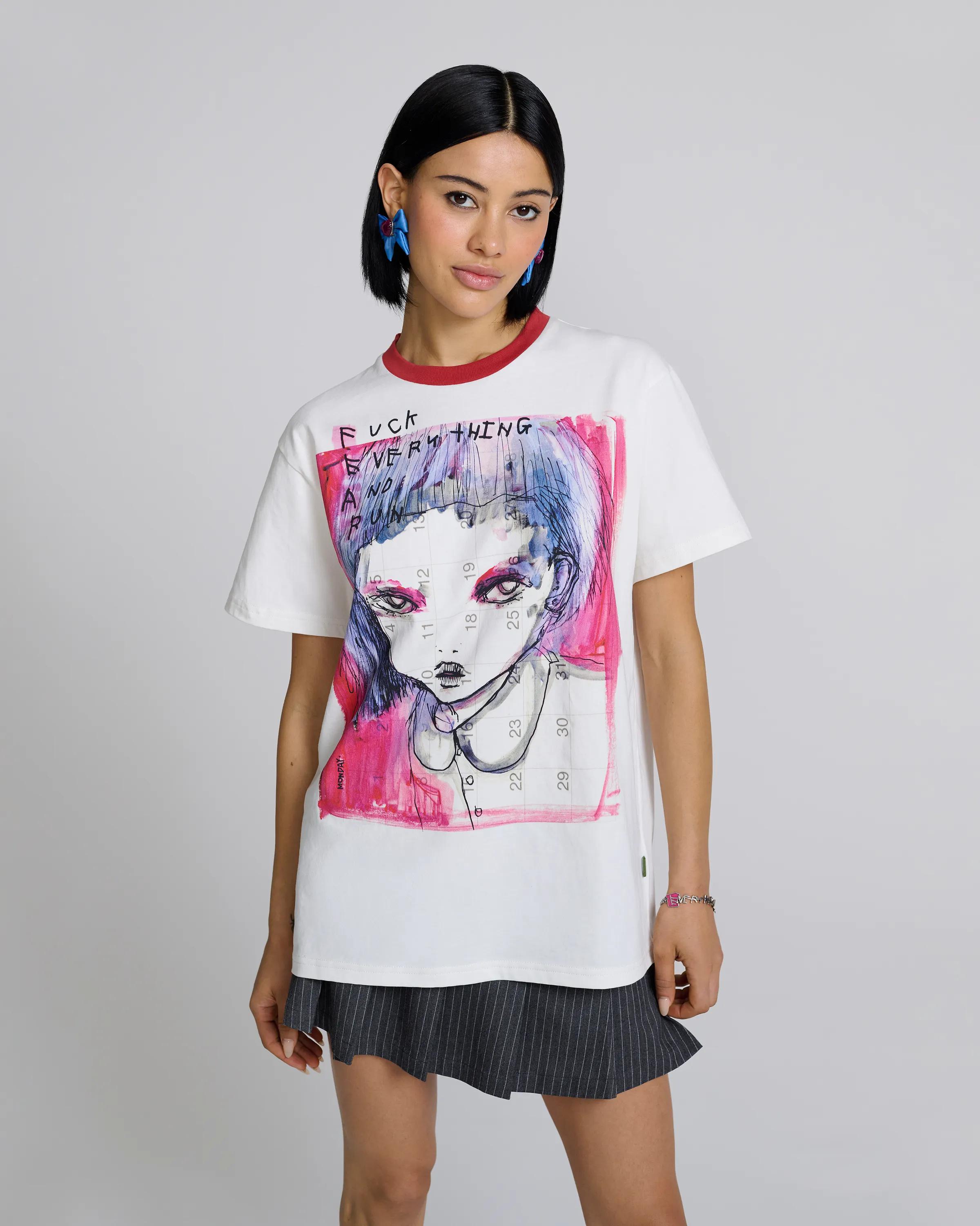 MARC JACOBS Marc Jacobs Fuck Everything Tee in White Multi, Size XL　MARC JACOBS マーク ジェイコブス ファック エブリシング Tシャツ ホワイト マルチ、サイズ XL MARC