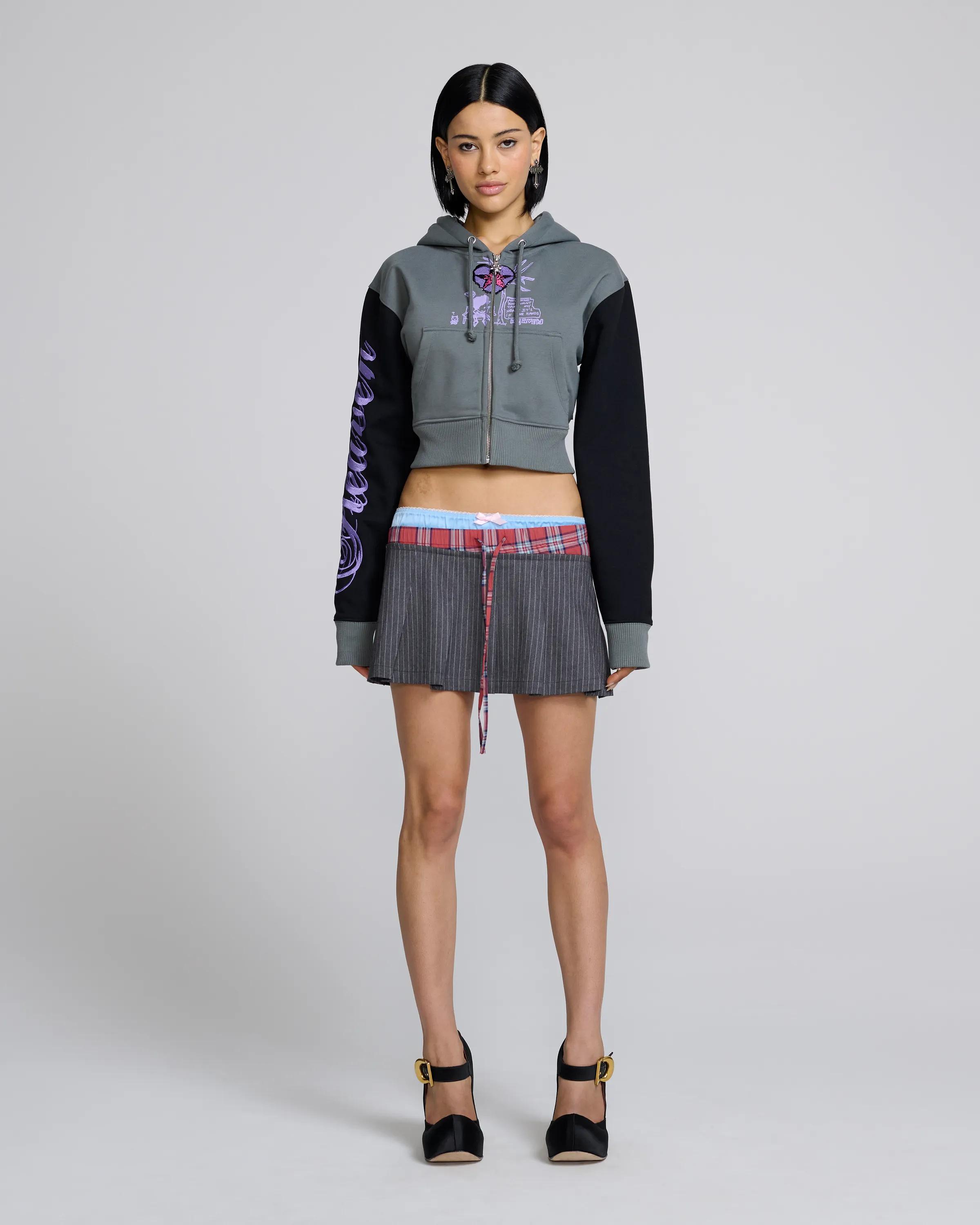 MARC JACOBS Marc Jacobs Take My Heart Zip-Up Hoodie in Grey Multi, Size XL　MARC JACOBS マーク ジェイコブス テイク マイ ハート ジップアップ パーカー グレー マルチ、サイズ XL MARC