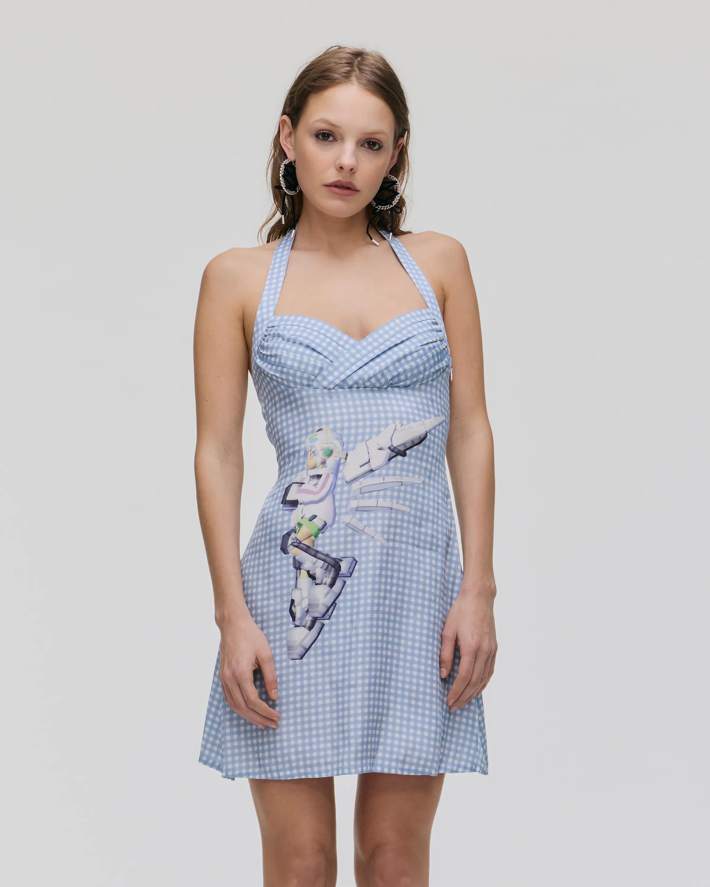 MARC JACOBS Marc Jacobs ROBOT SWEETHEART DRESS in Blue Multi, Size Large　MARC JACOBS マーク ジェイコブス ロボット スウェット ドレス ブルー マルチ、サイズ L MARC