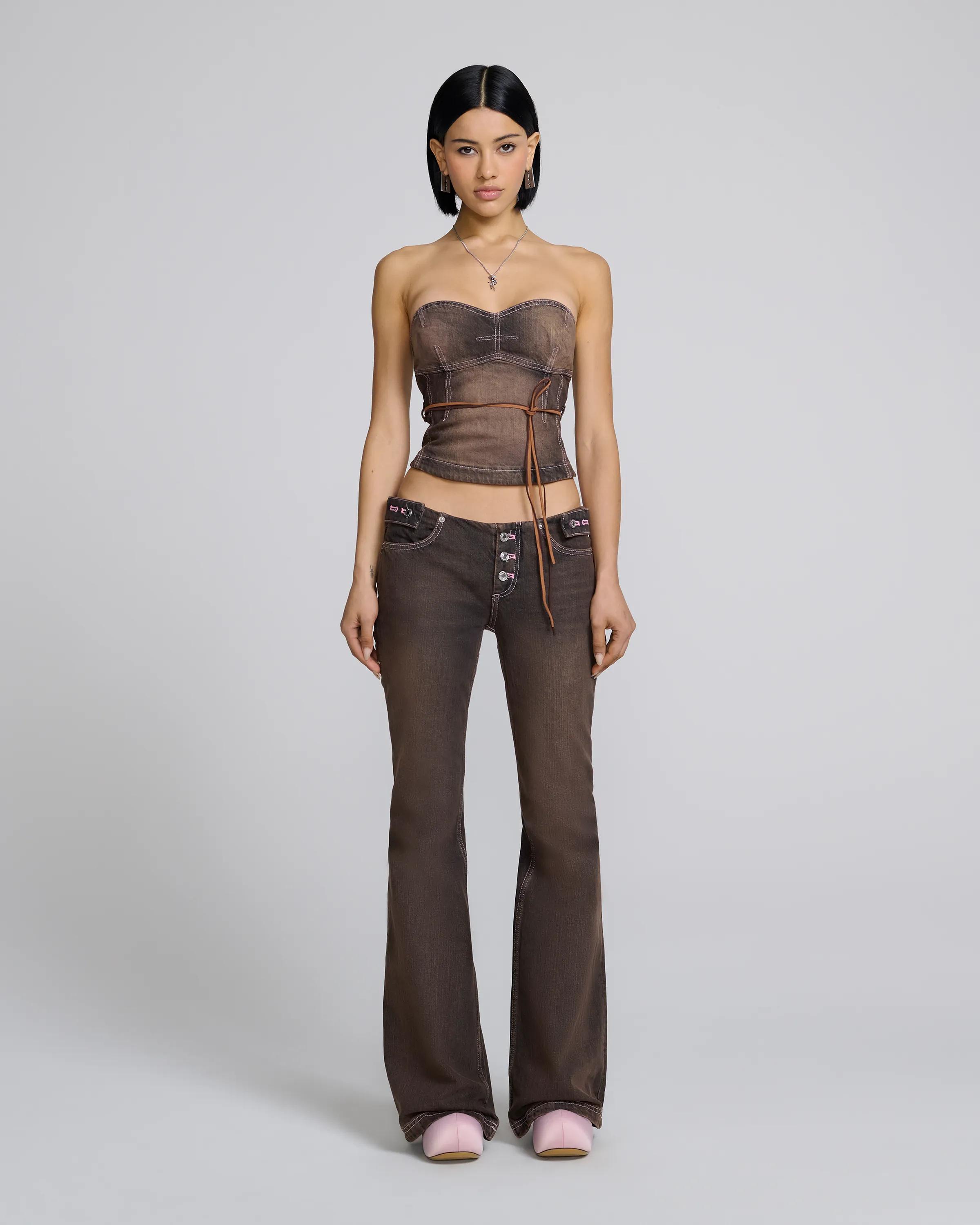 MARC JACOBS Marc Jacobs Strapless Bustier in Brown　MARC JACOBS マーク ジェイコブス ストラップレス ビスチェ、ブラウン MARC